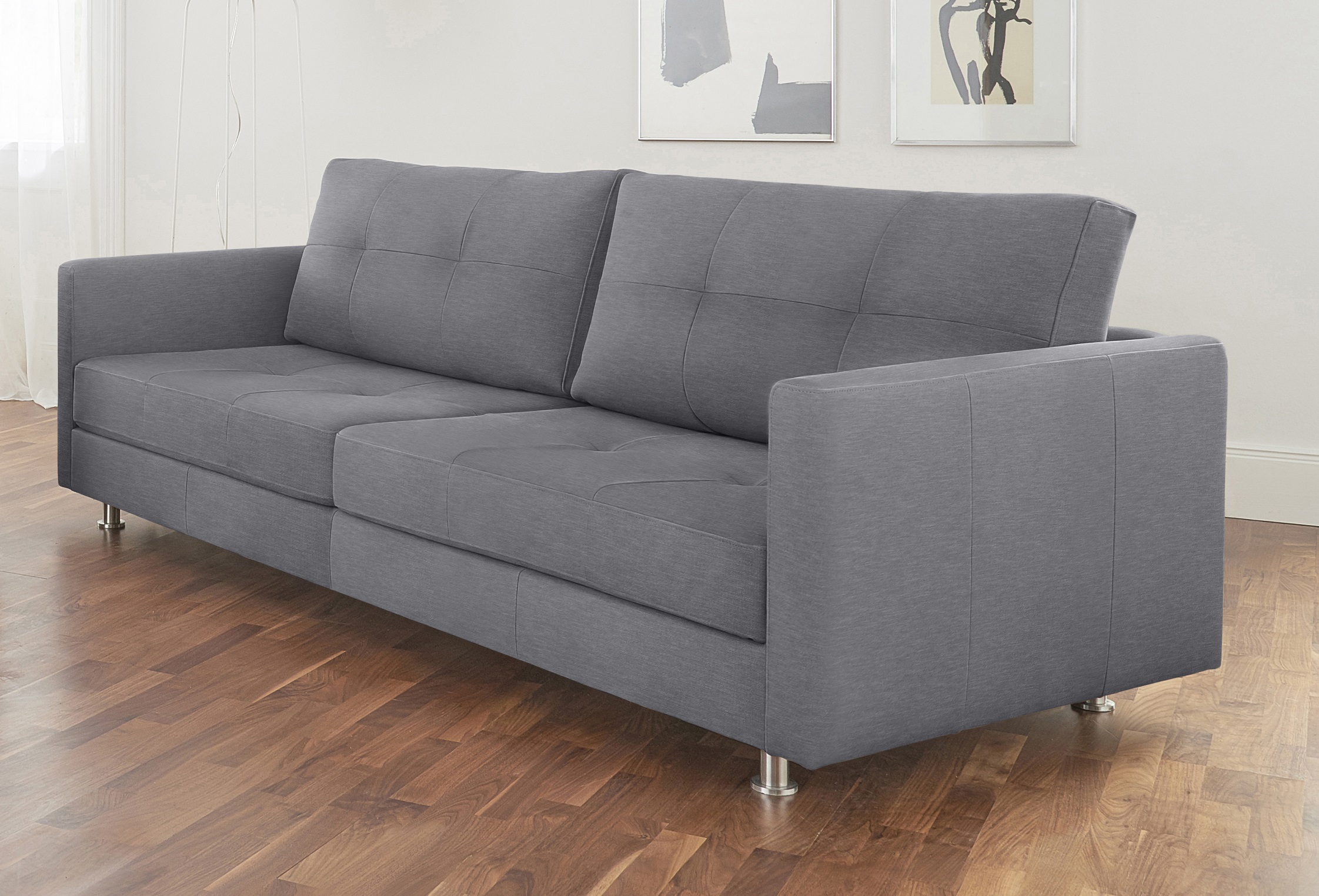 Liam Sofa 3-Sitzer Textil Metall Grau