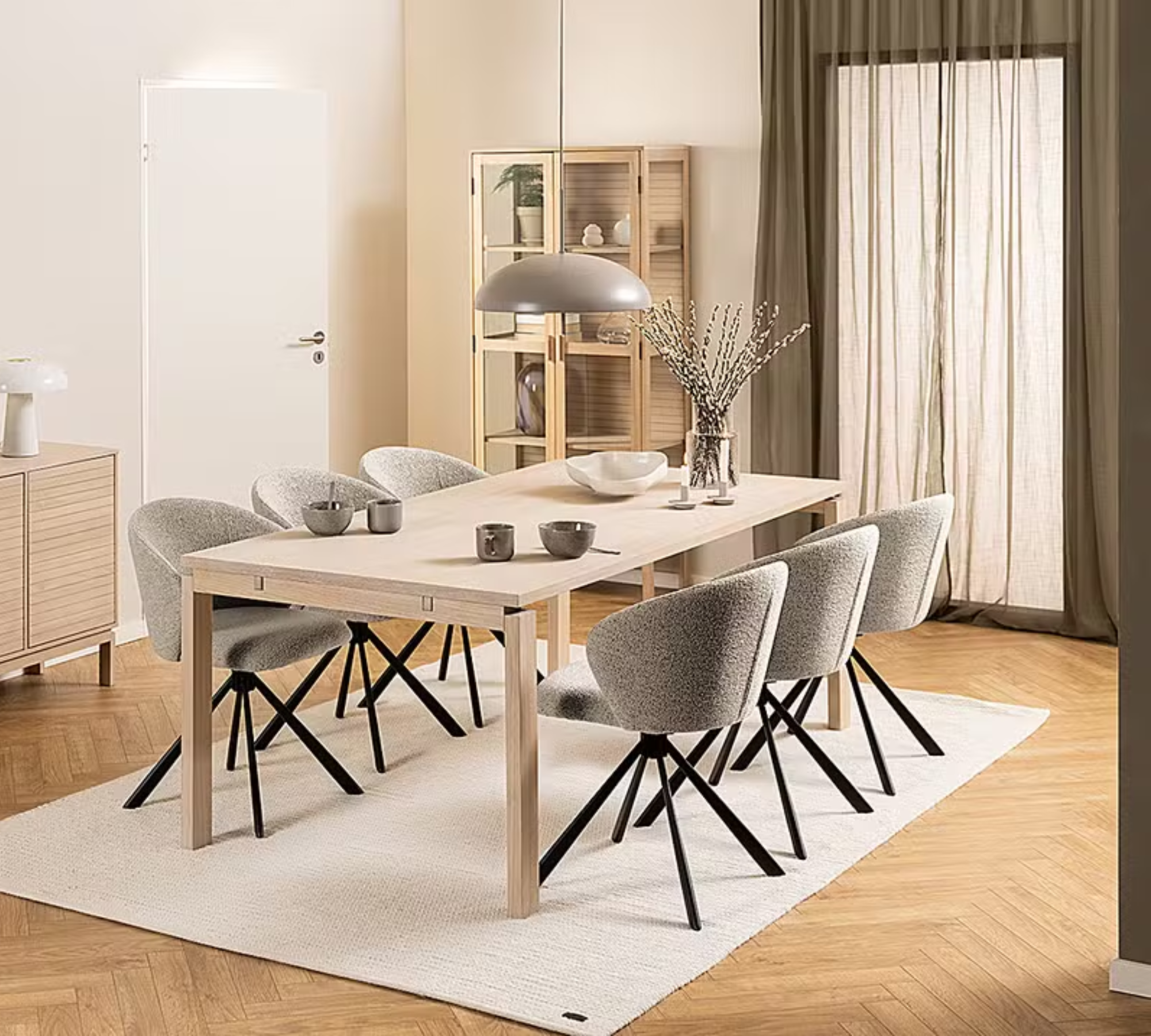 2x Kolmos Polsterstuhl Boucléstoff Beige