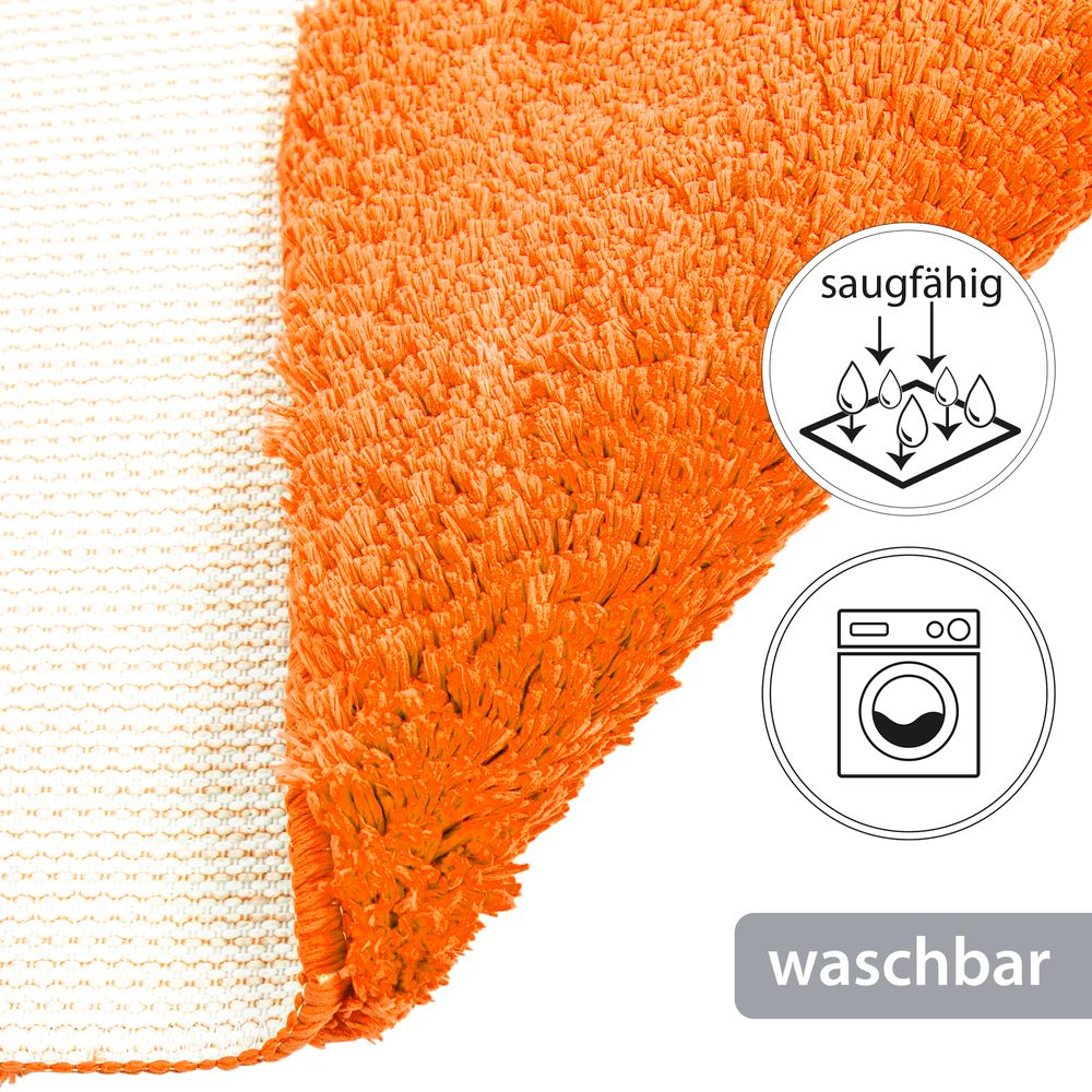 Flauschige Hochflor Badematte Orange Öko-Tex Standard 100