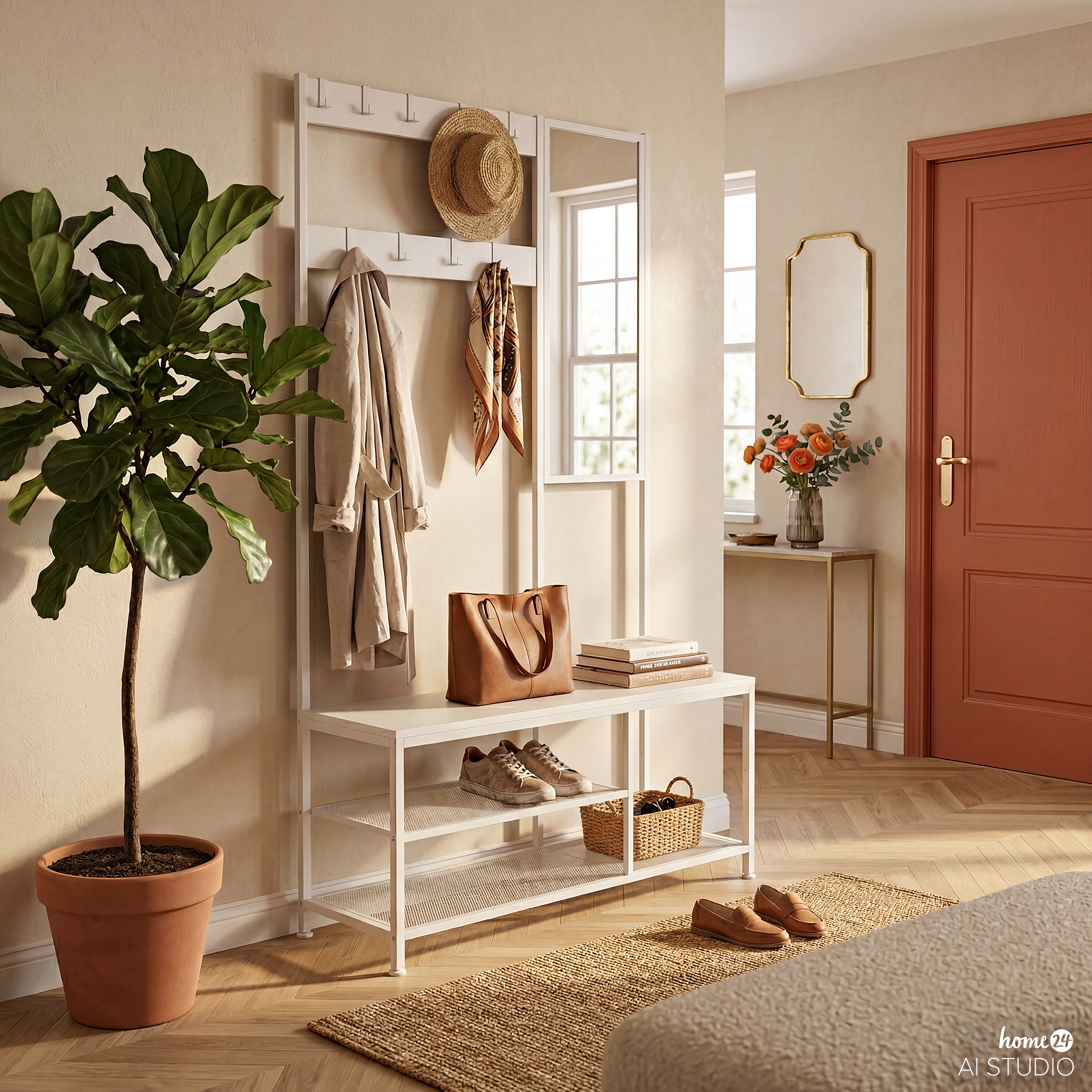 Tarpey Wardrobe with Mirror Metal White