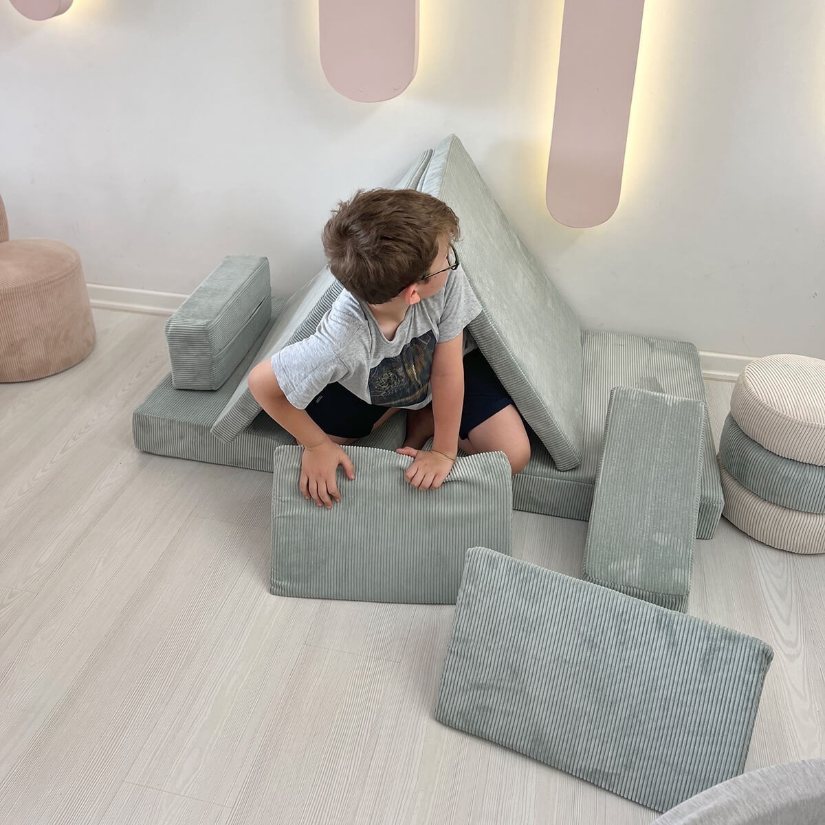 Puzzle Sofa Bed 2-Seater Blue