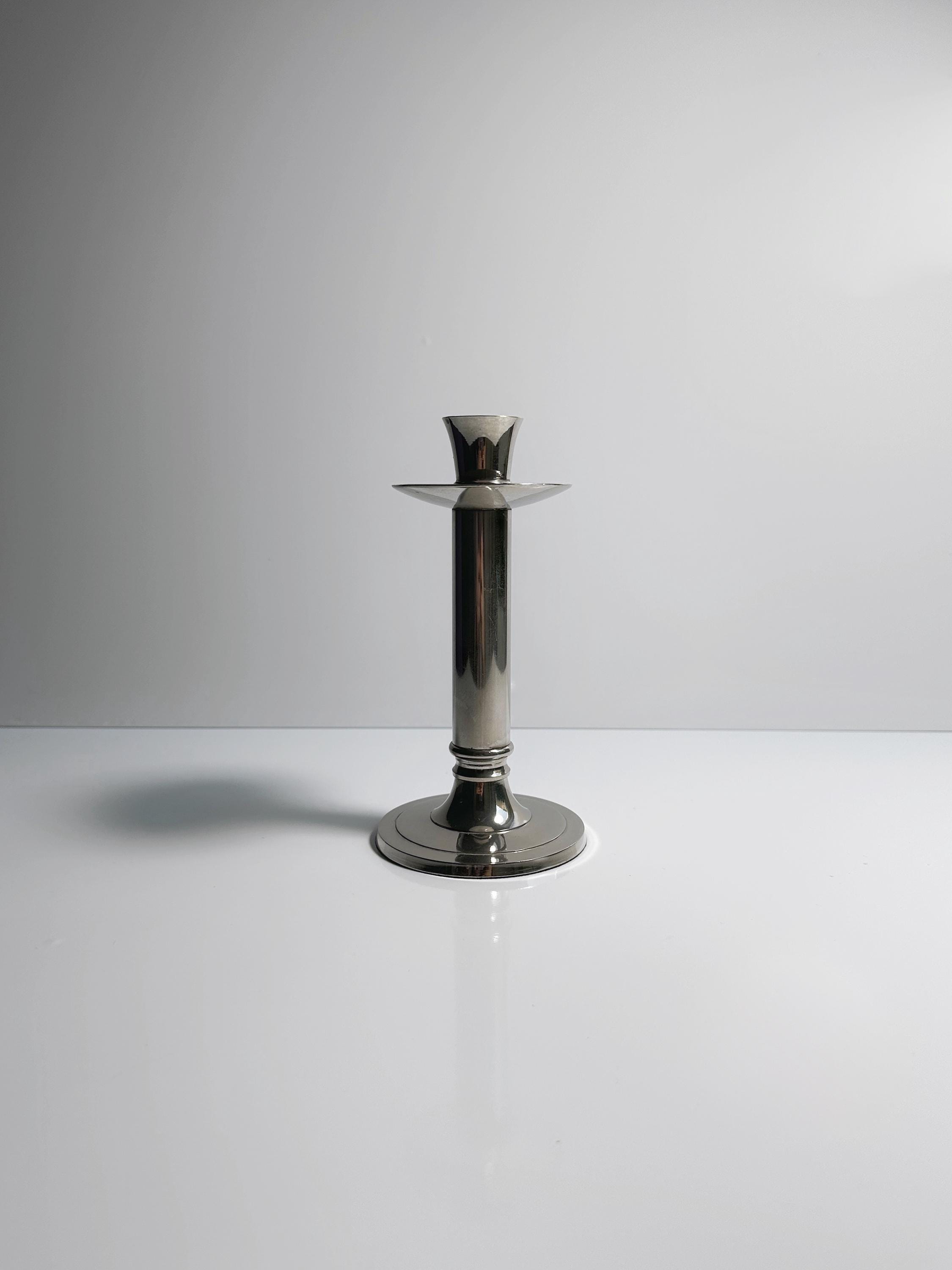 Vintage Kerzenständer Metall Chrom Silber