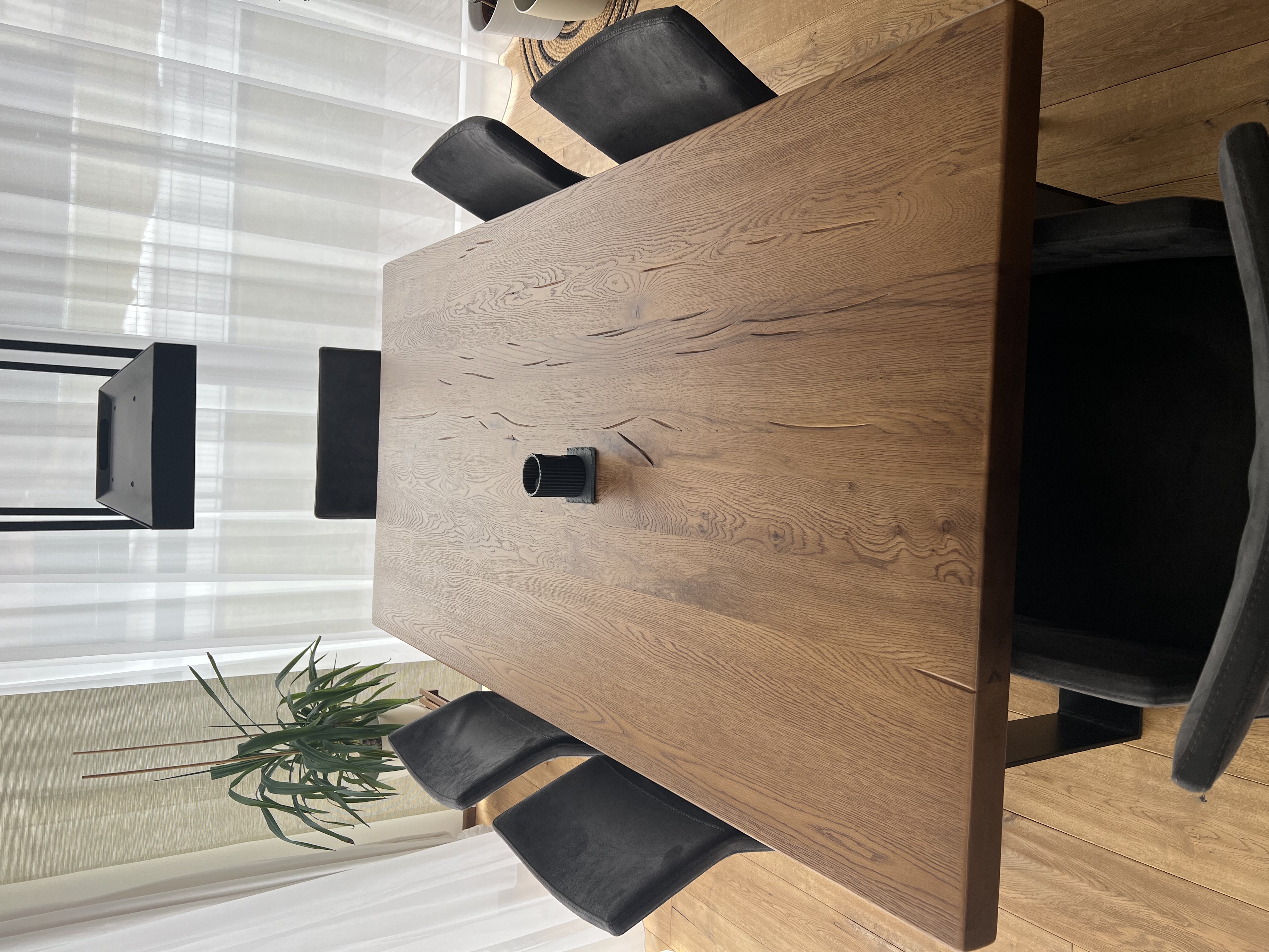 Dining Table Solid Wood with Steel Frame Brown