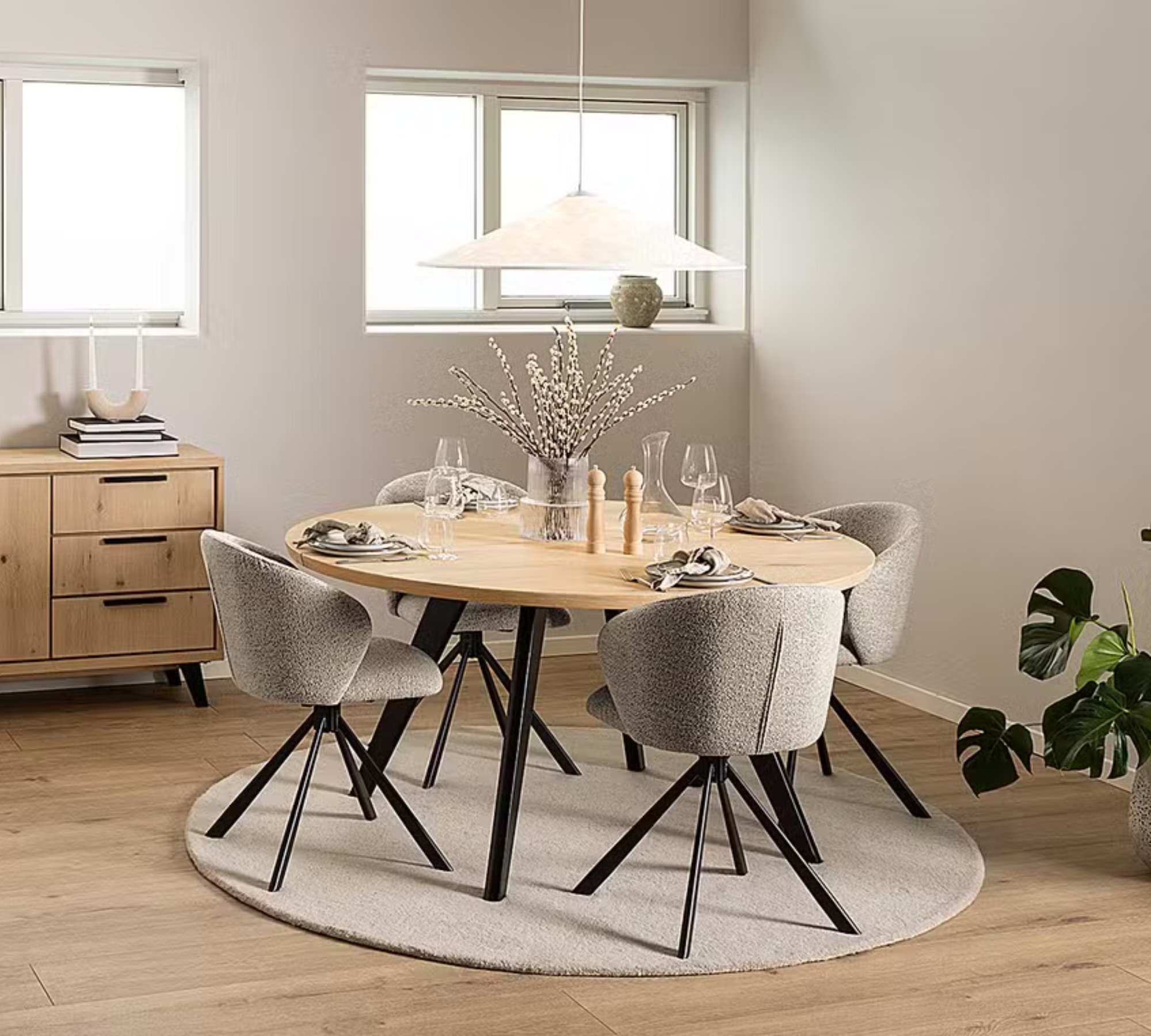 2x Kolmos Polsterstuhl Boucléstoff Beige