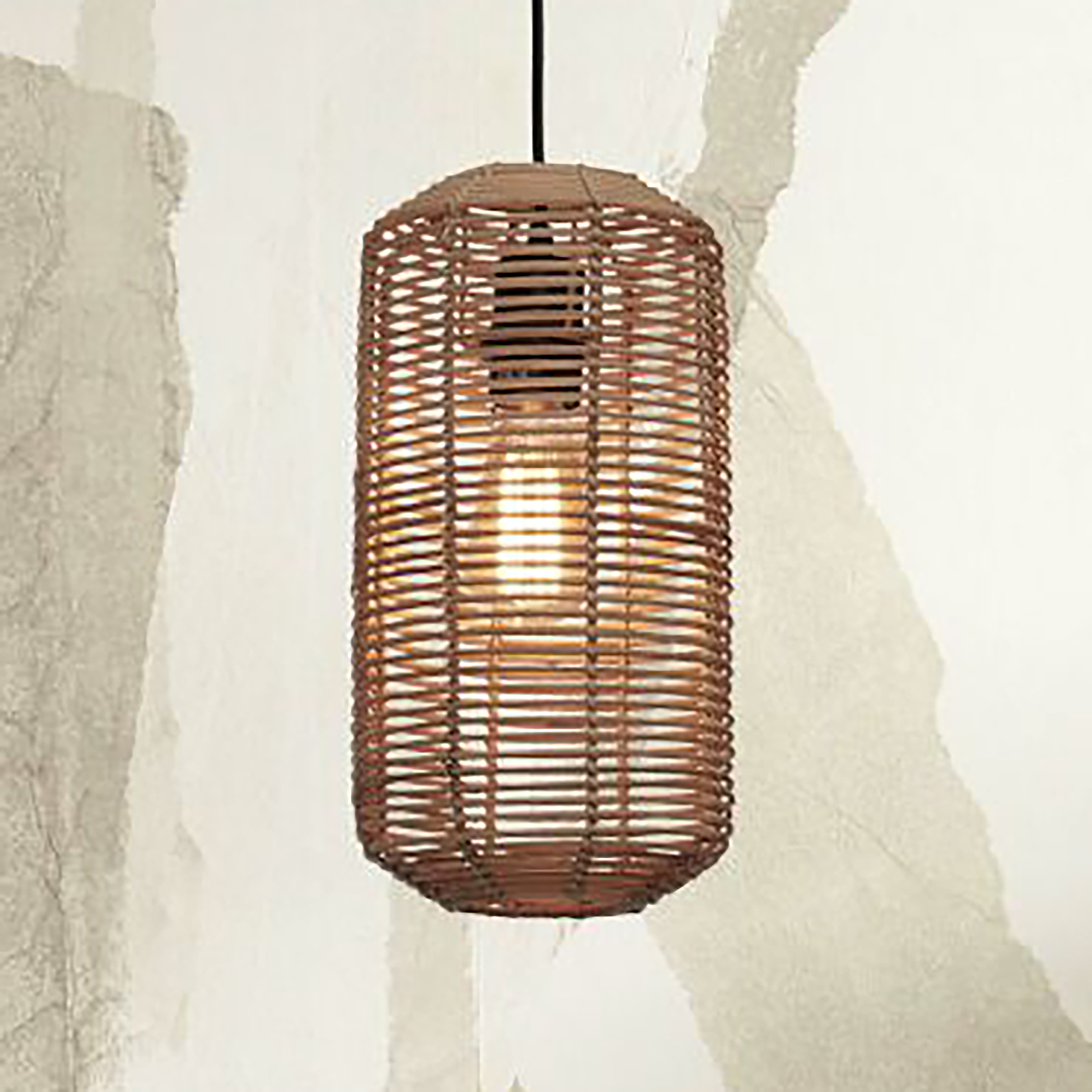 Pendelleuchte Tanami Typ D Beige Eisen Rattan