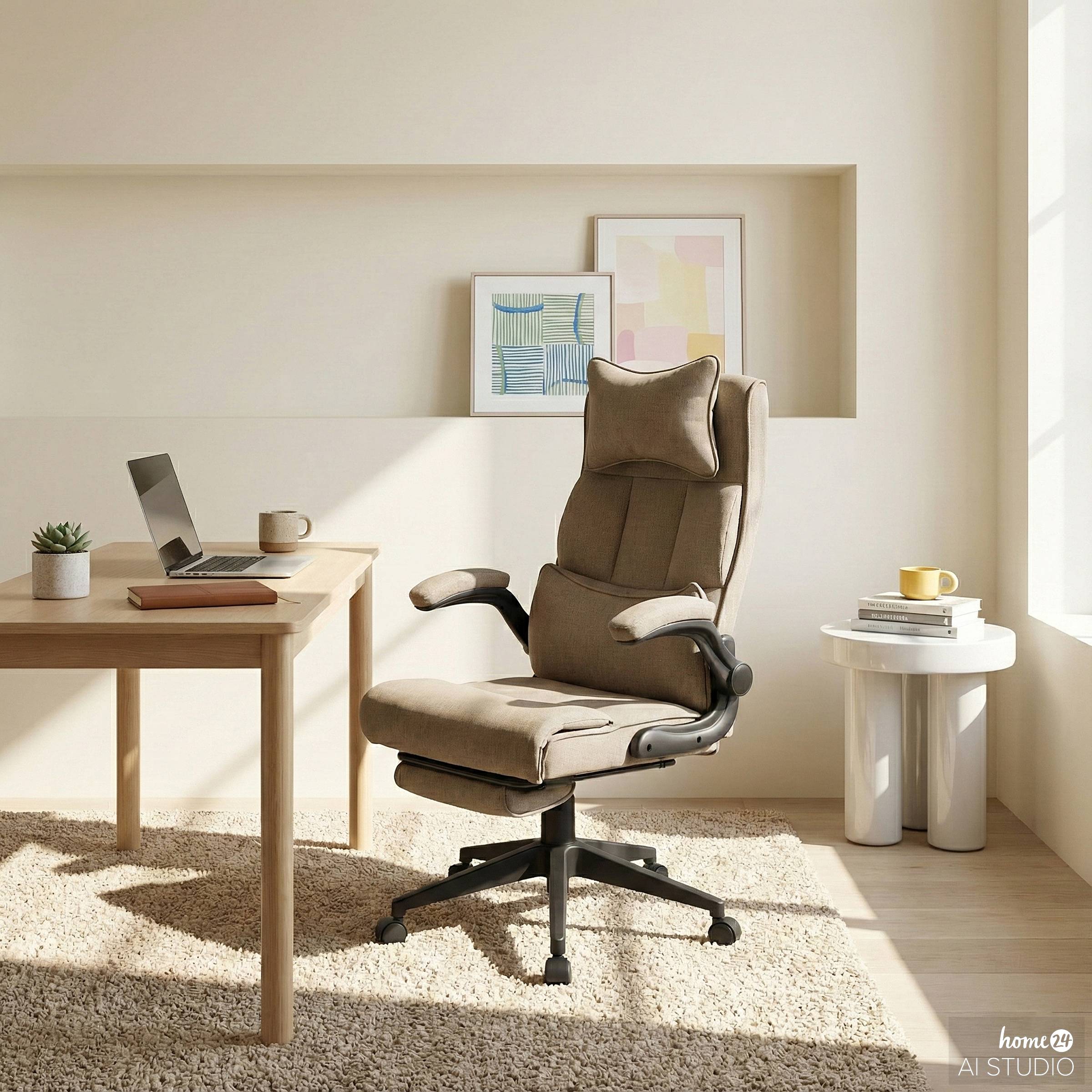 Lalova Bürostuhl Drehbar mit Fußablage Braun