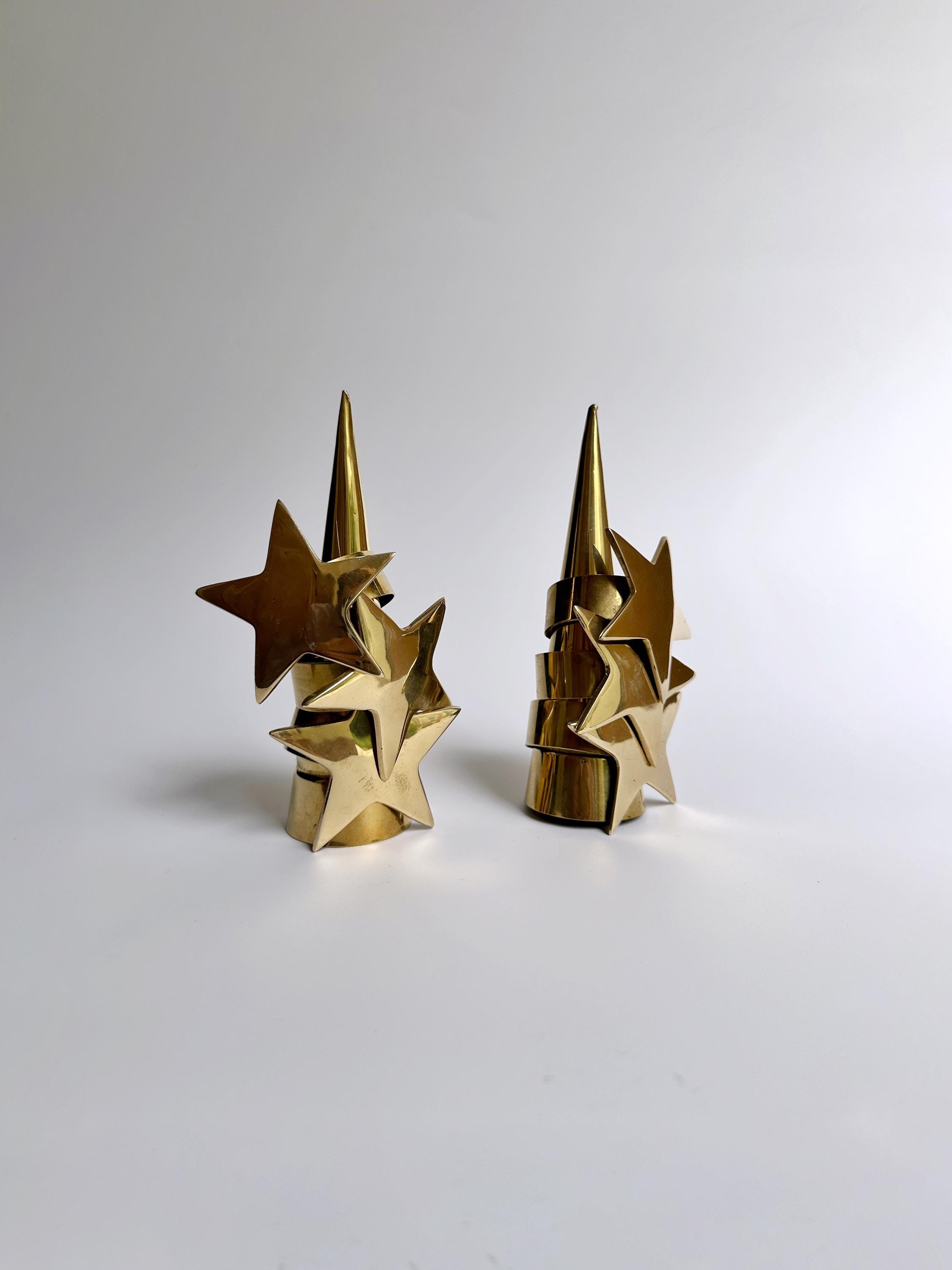 Vintage napkin rings with stands Brass 1980s