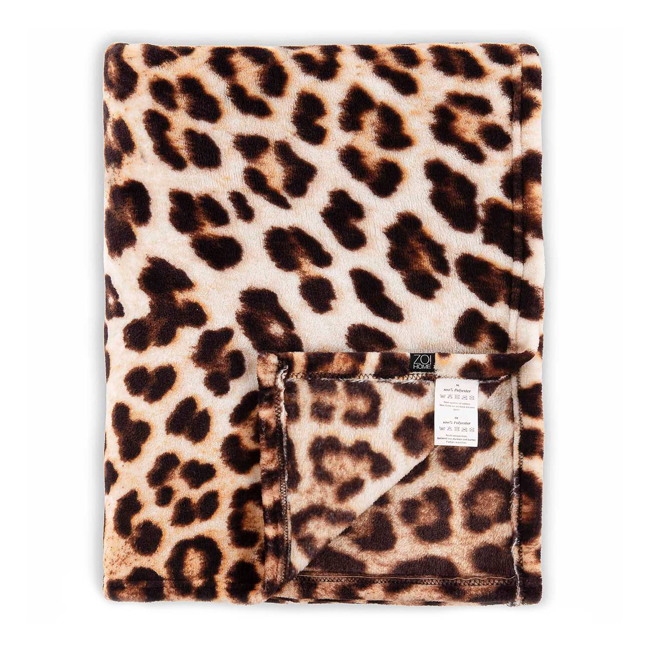 Plaid Leopard Polyester Fleece Braun