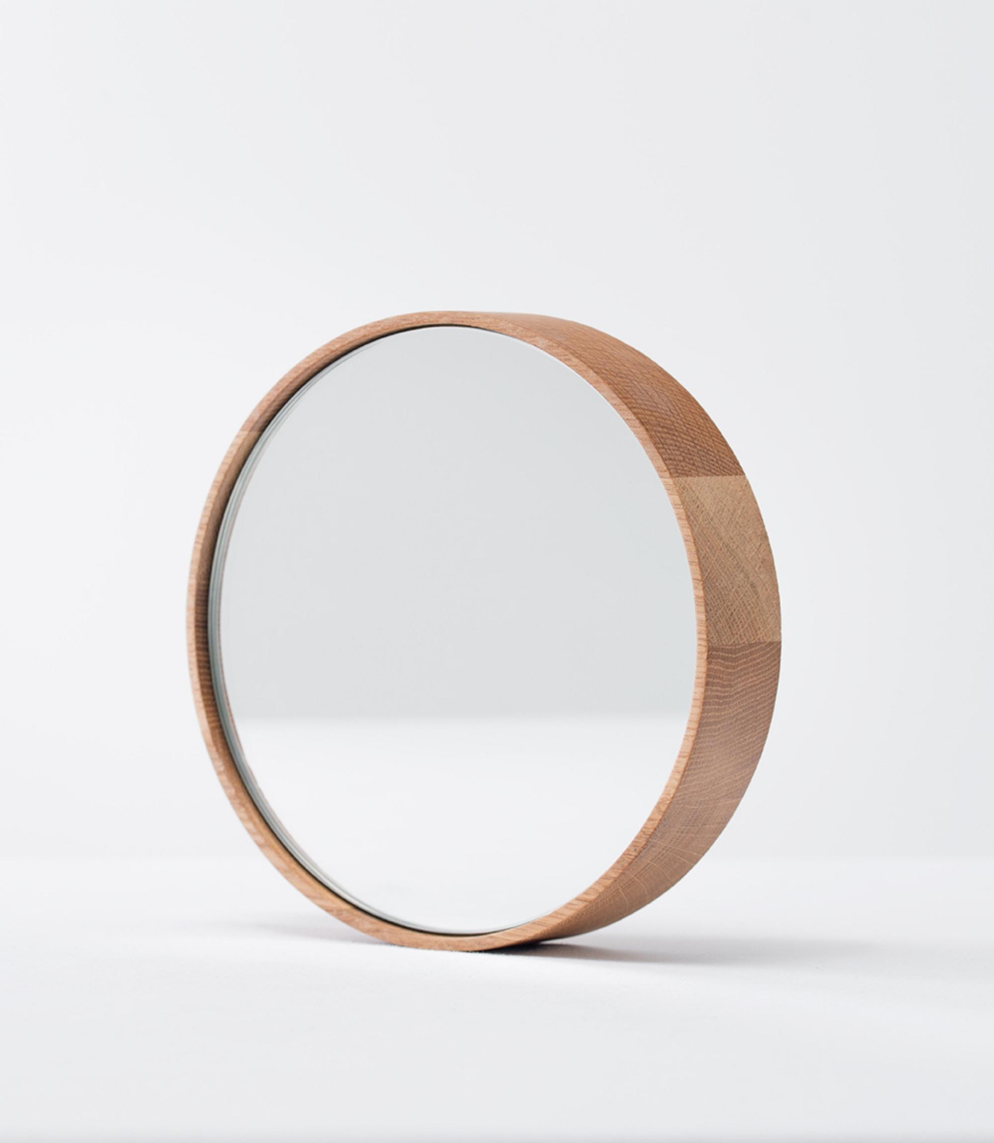 Round mirror handmade Dorian Oak