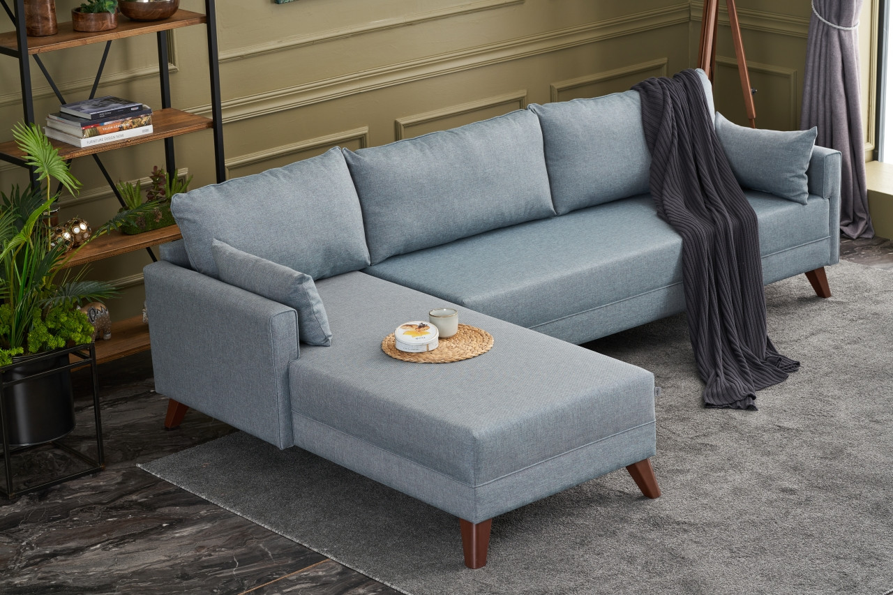 Bella Sofa Récamiere Links Blau