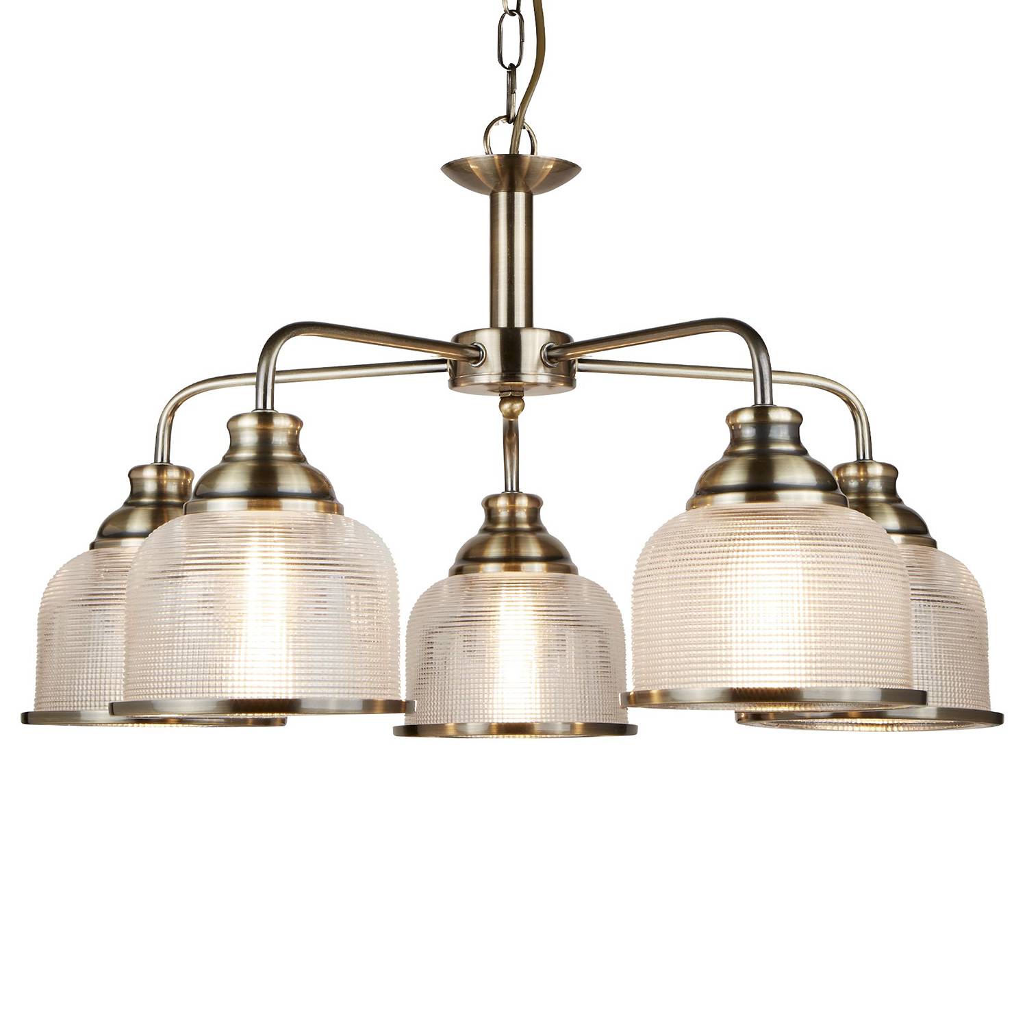 5-Flammig Pendelleuchte Bistro III Glas Stahl