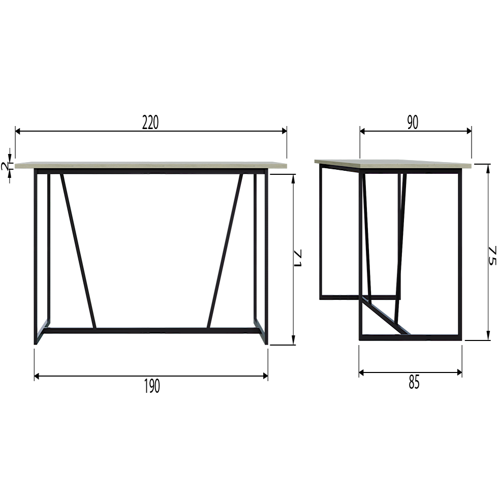 Silas Dining table Ash wood Metal