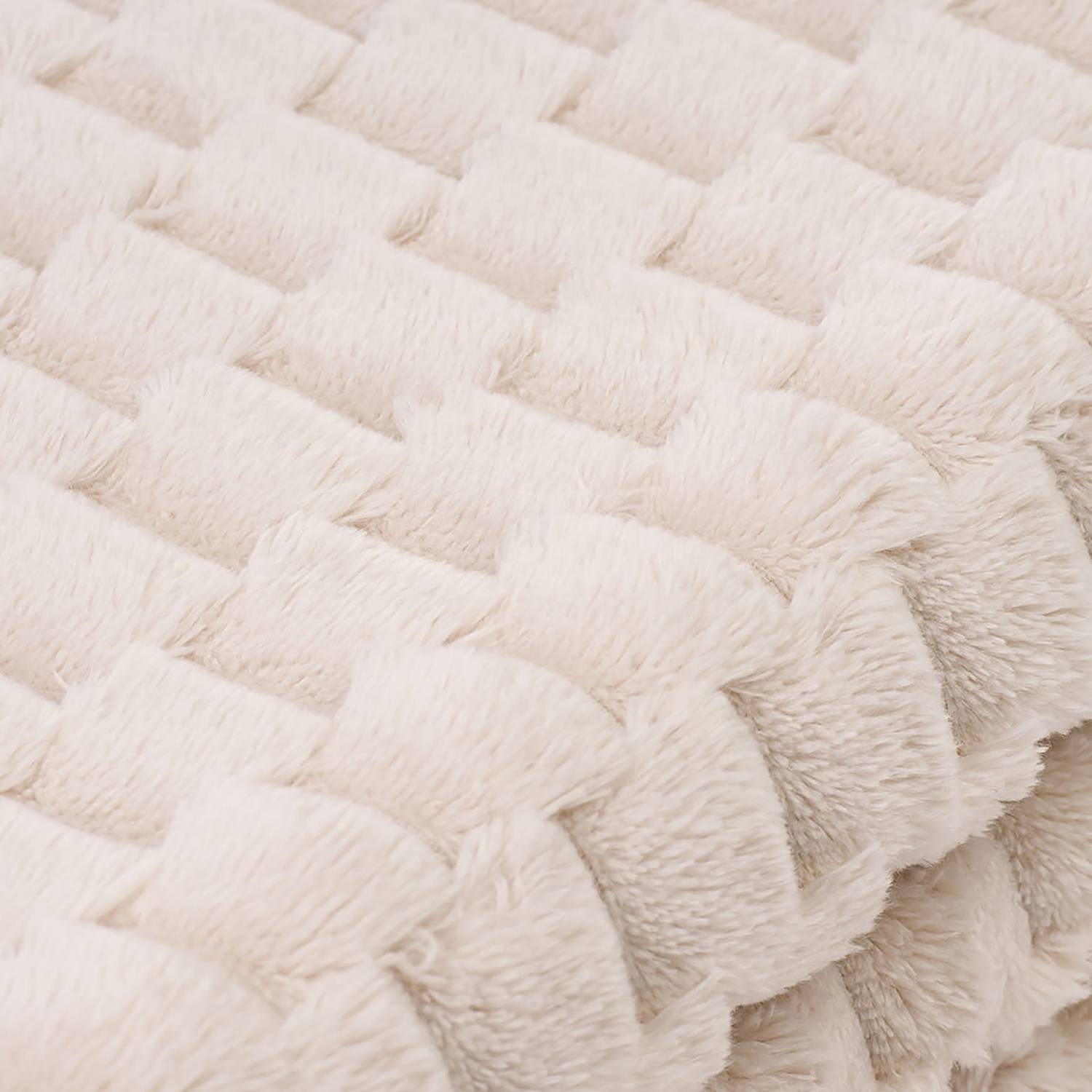 Blanket Jacquard Bubbles Polyester Cream 150 x 200 cm