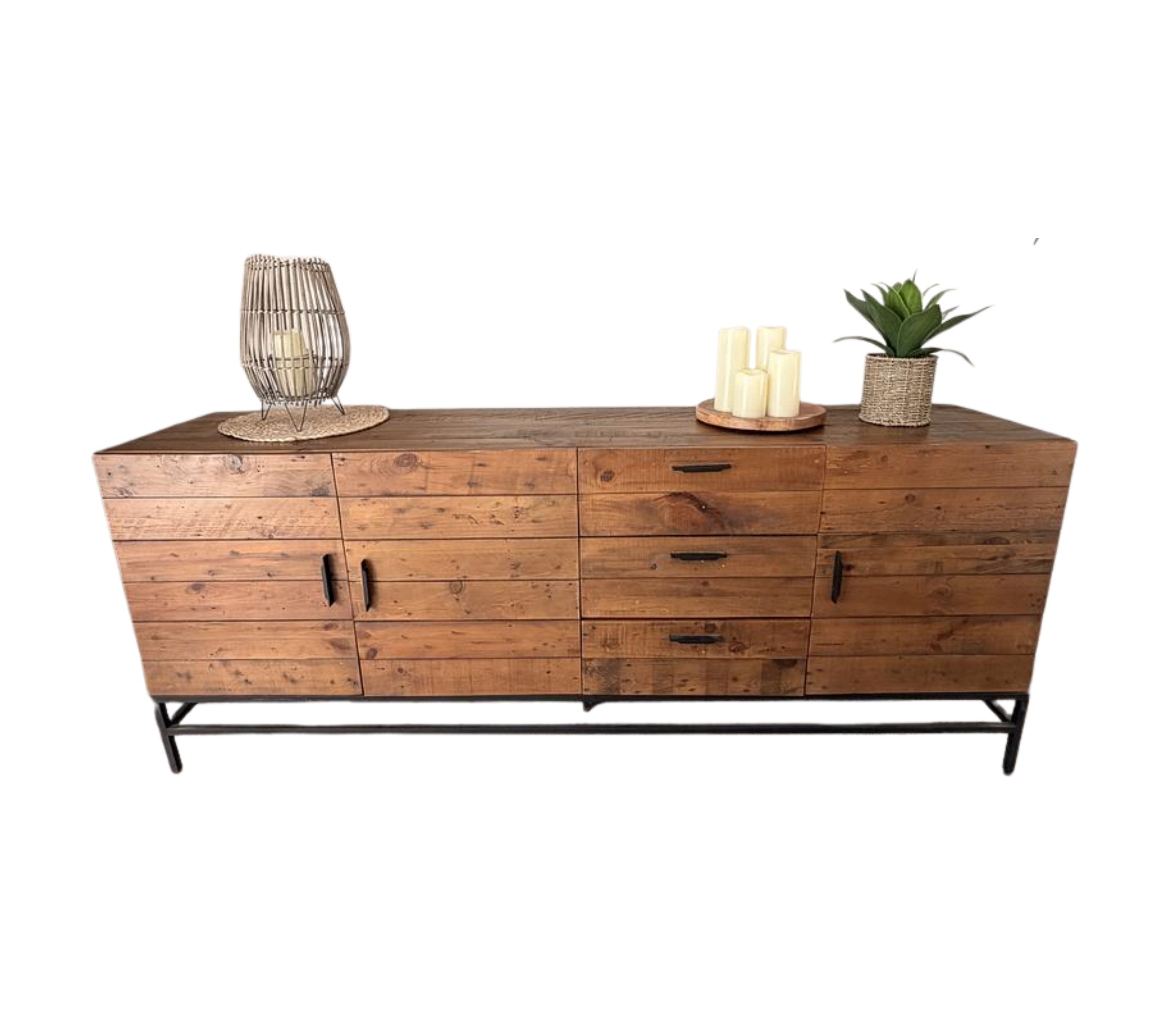 Grasby Sideboard Pinie Massivholz Braun Schwarz