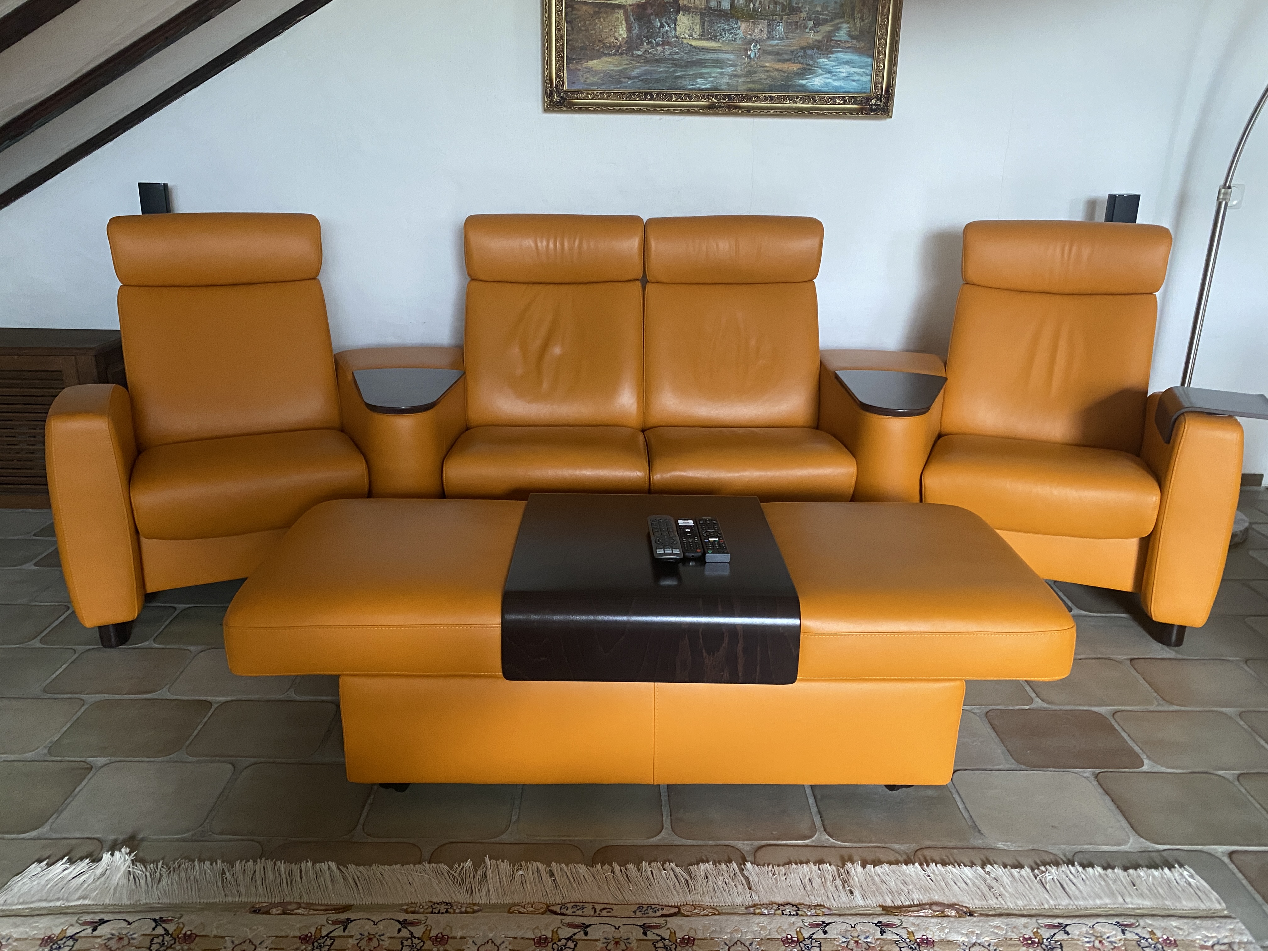 Arion 4-Sitzer Sofa mit Hocker Leder