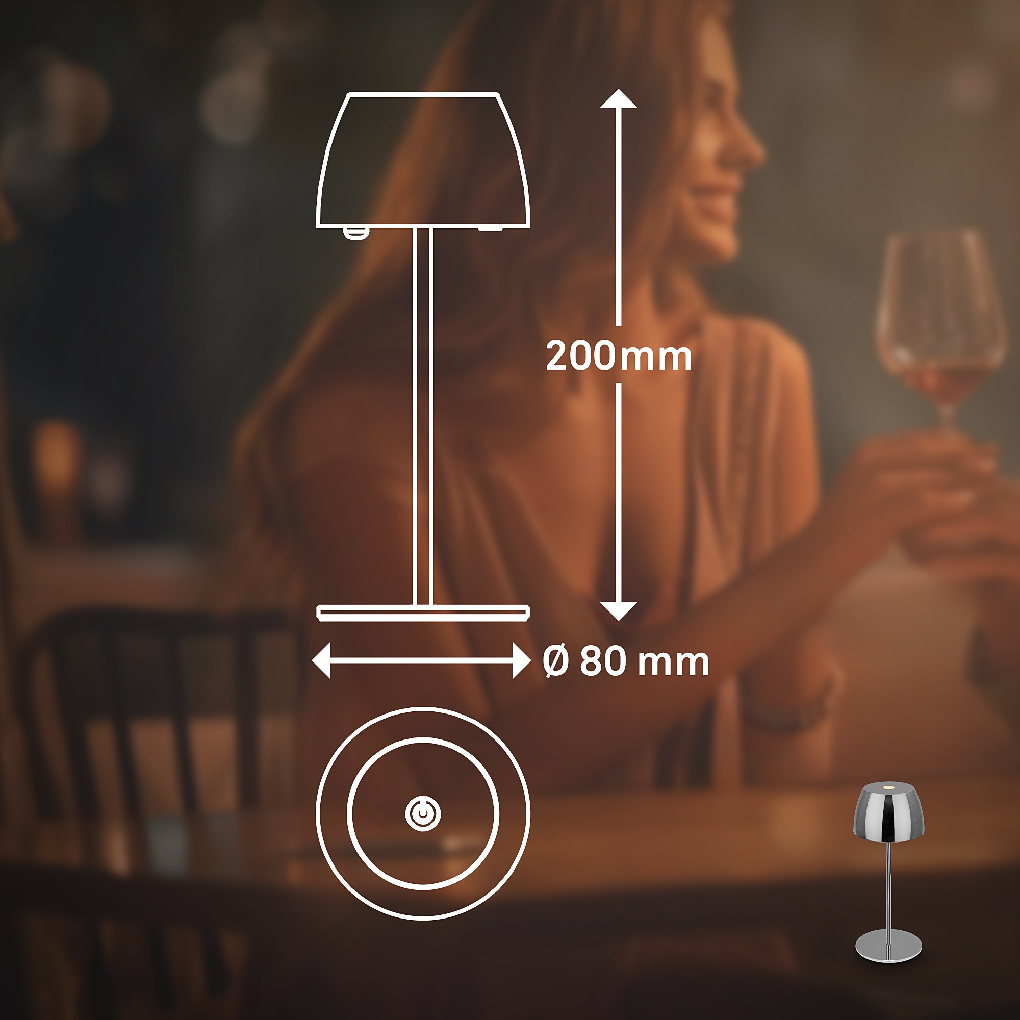 LED Battery Table Lamp Serina Mini Type A Black