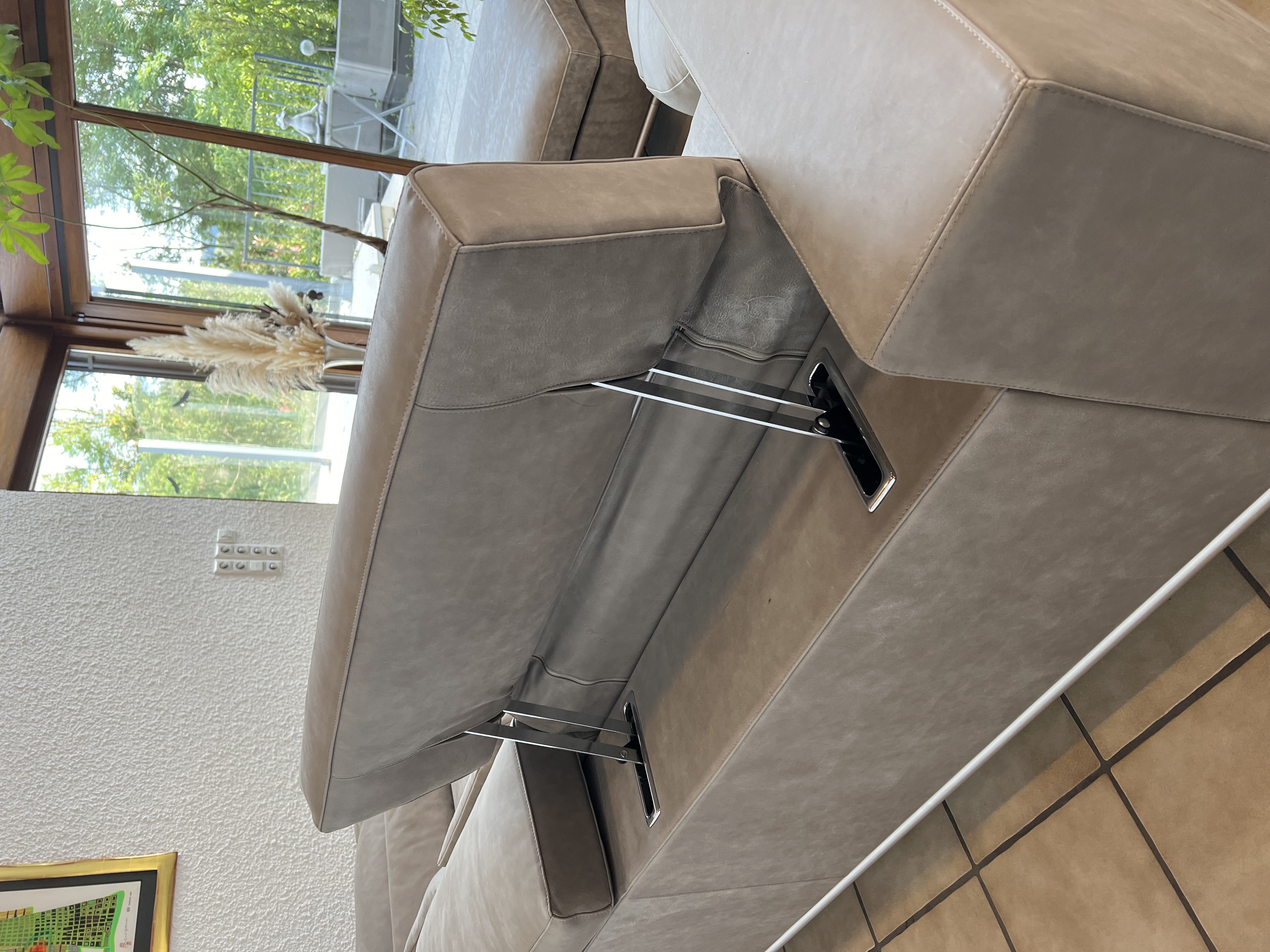 Sofa, Hocker & Pouf Leder Edelstahl Grau