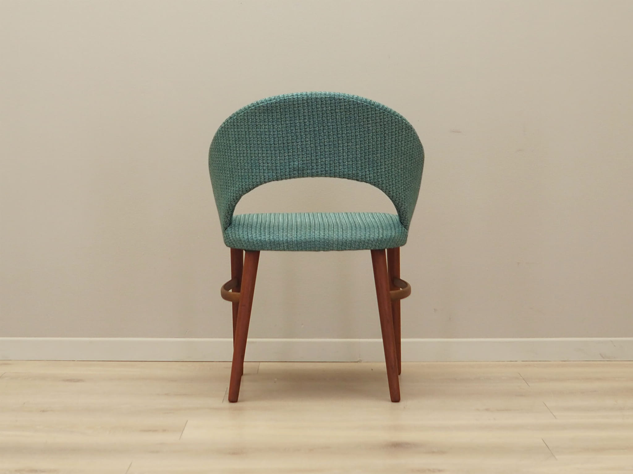 Vintage Stuhl Teakholz Textil Türkis 1970er Jahre 