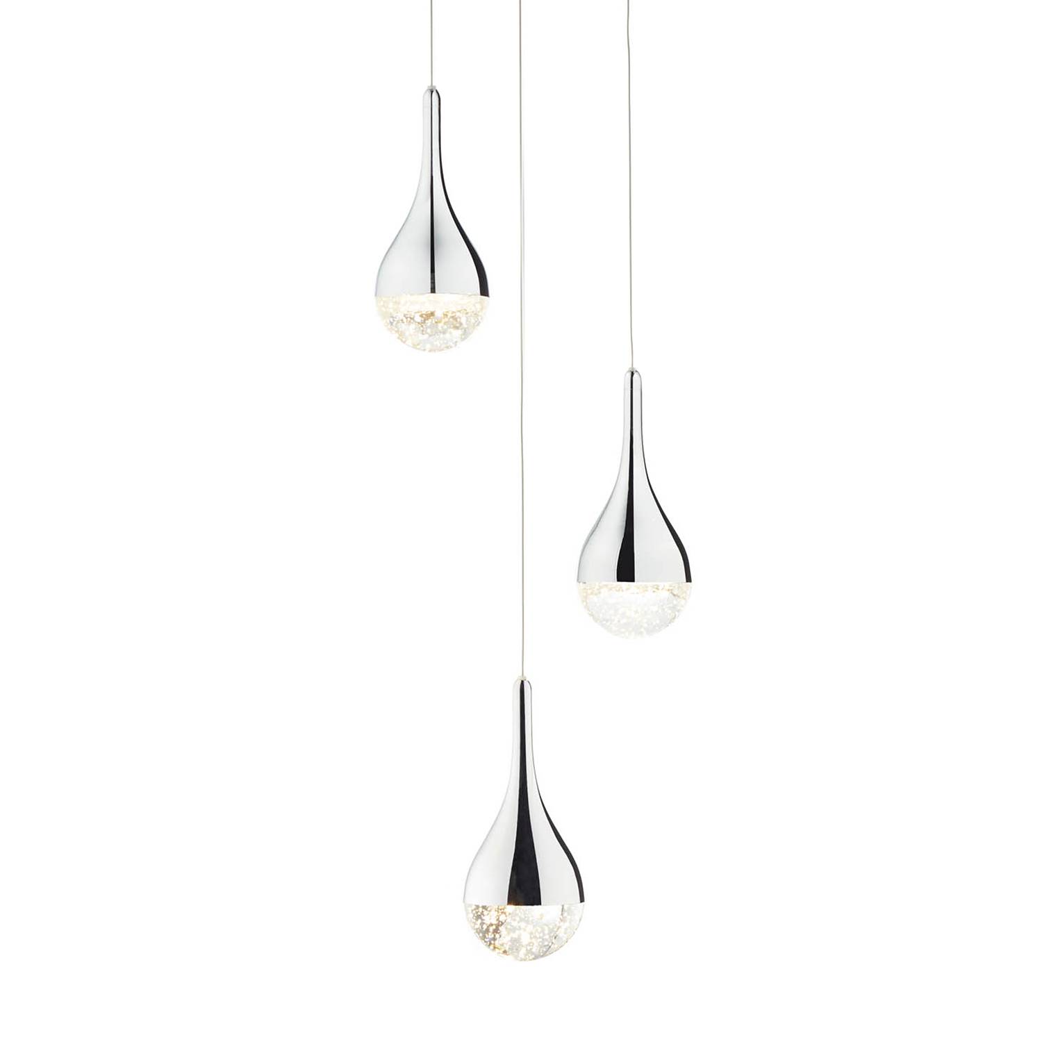 LED-Pendelleuchte Frizzante Glas Stahl Flammenanzahl: 3