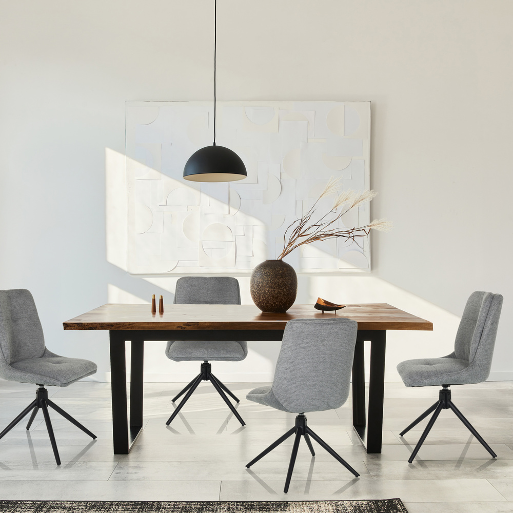 TARVISO I Dining chair Swivel Fabric Grey