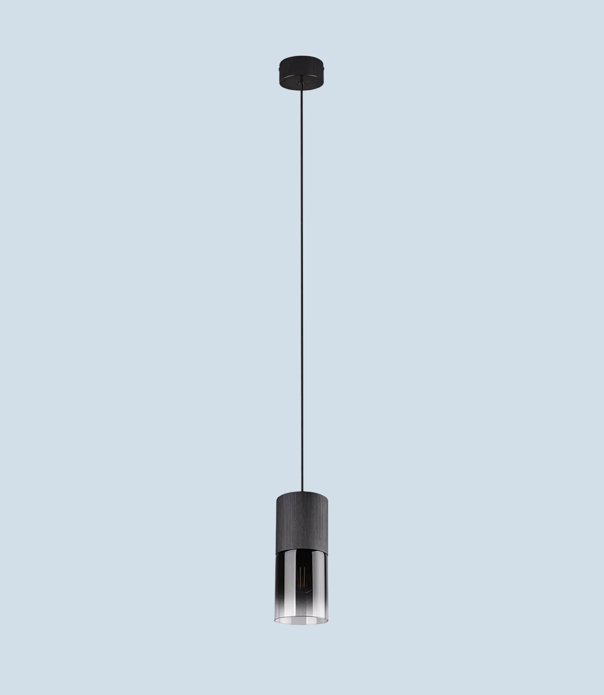 1-Flaming Pendant Lamp Aluminum Clear Glass Black