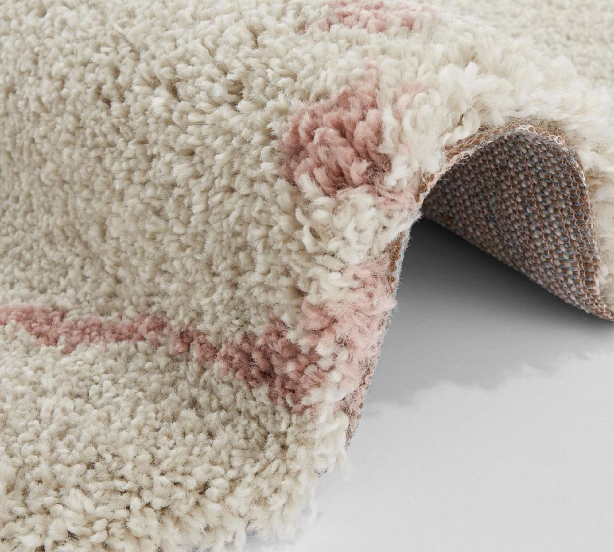 Hochflorteppich Textil Beige