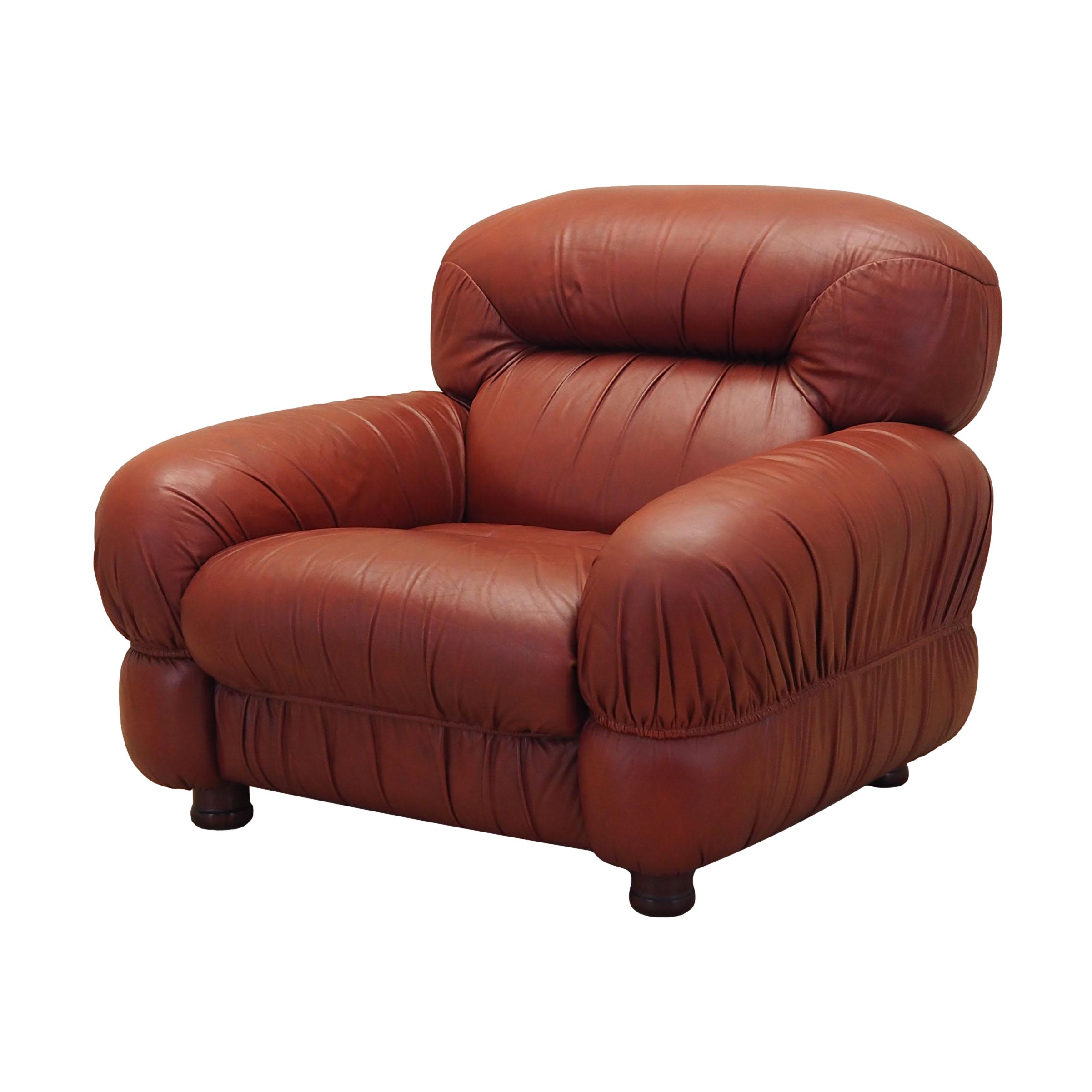 Poltrona in pelle rosso vino anni '70
