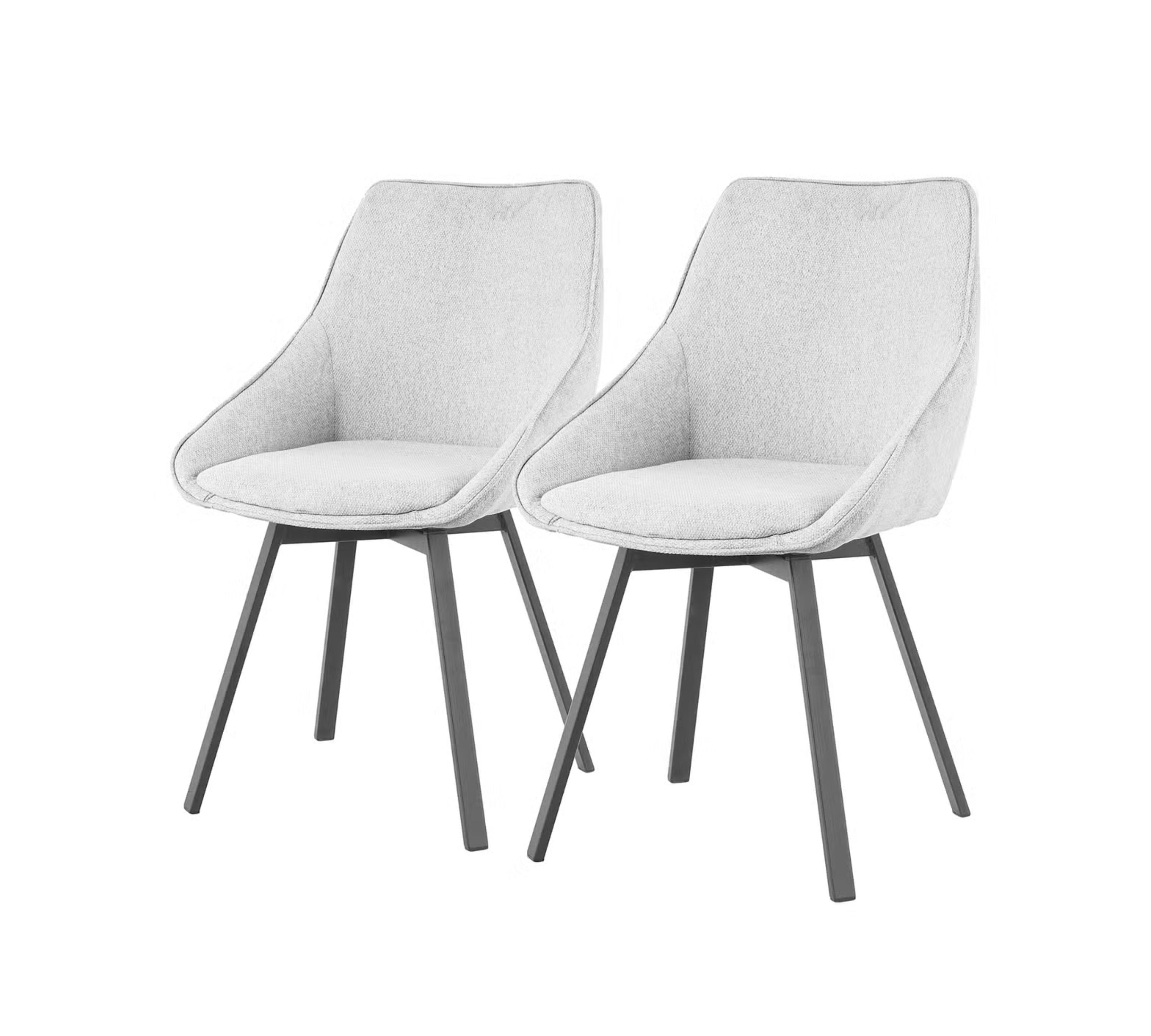 2x Metline Polsterstuhl Webstoff Hellgrau