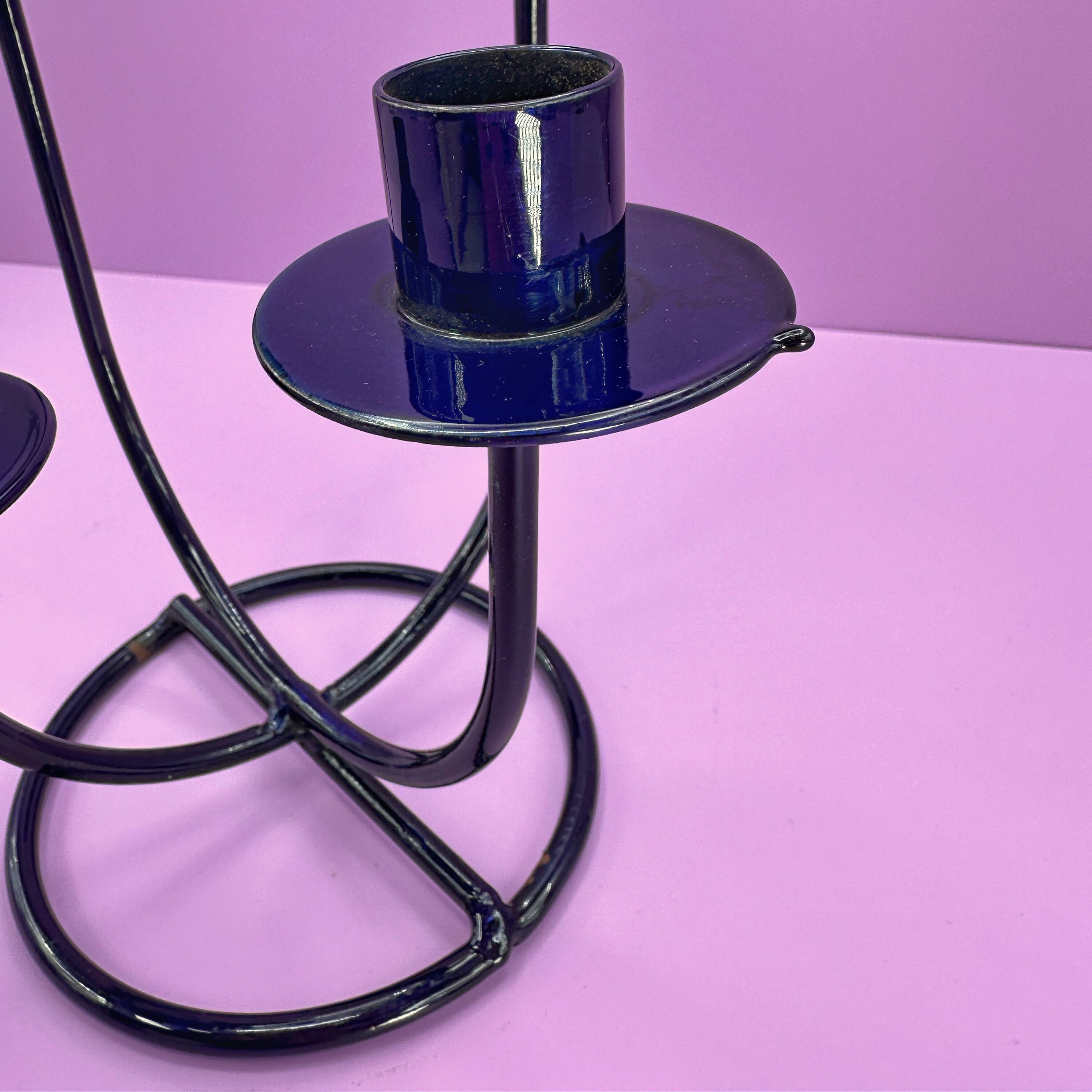 Vintage Postmodern Candlestick Metal 1990s