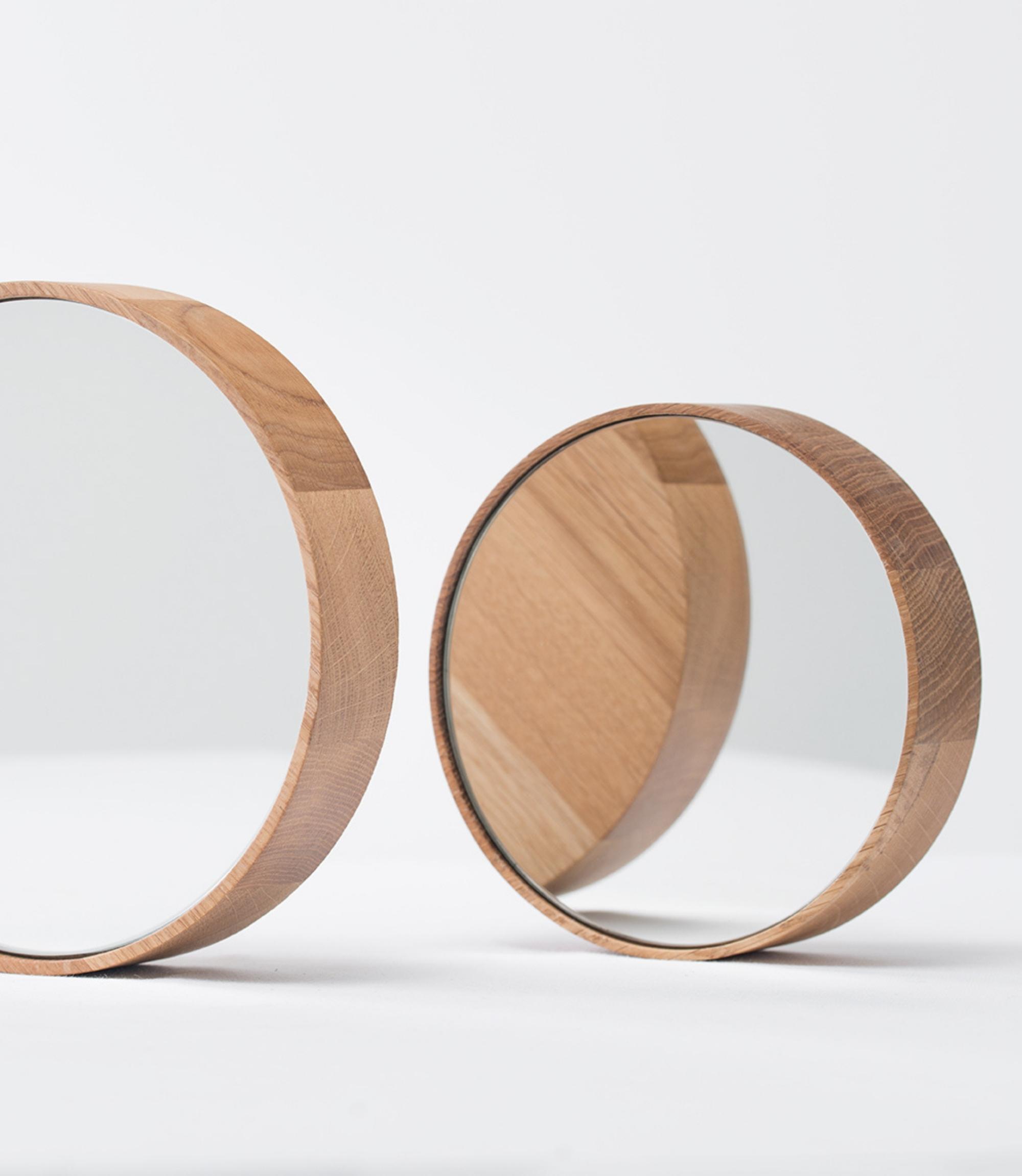 Round mirror handmade Dorian Oak