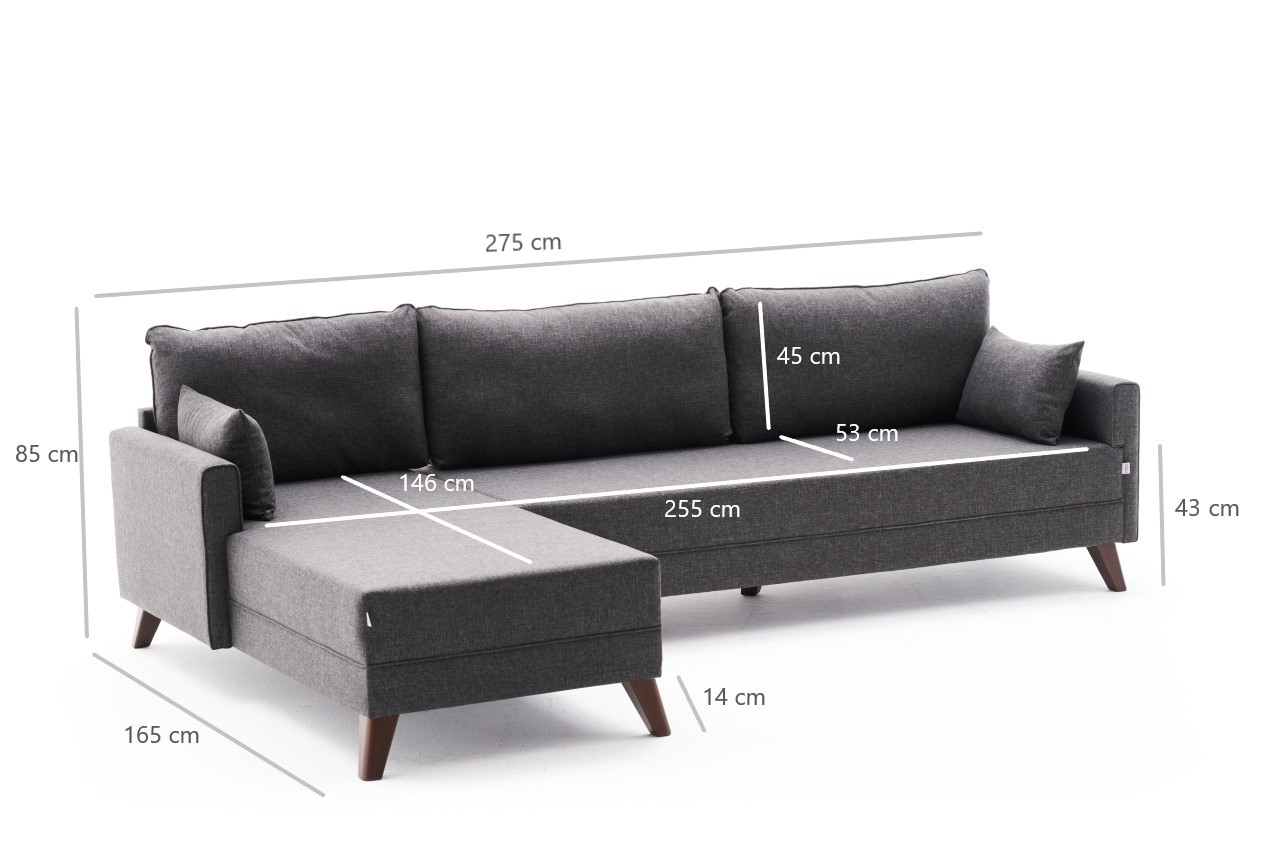 Bella Sofa Récamiere Links  Anthrazit