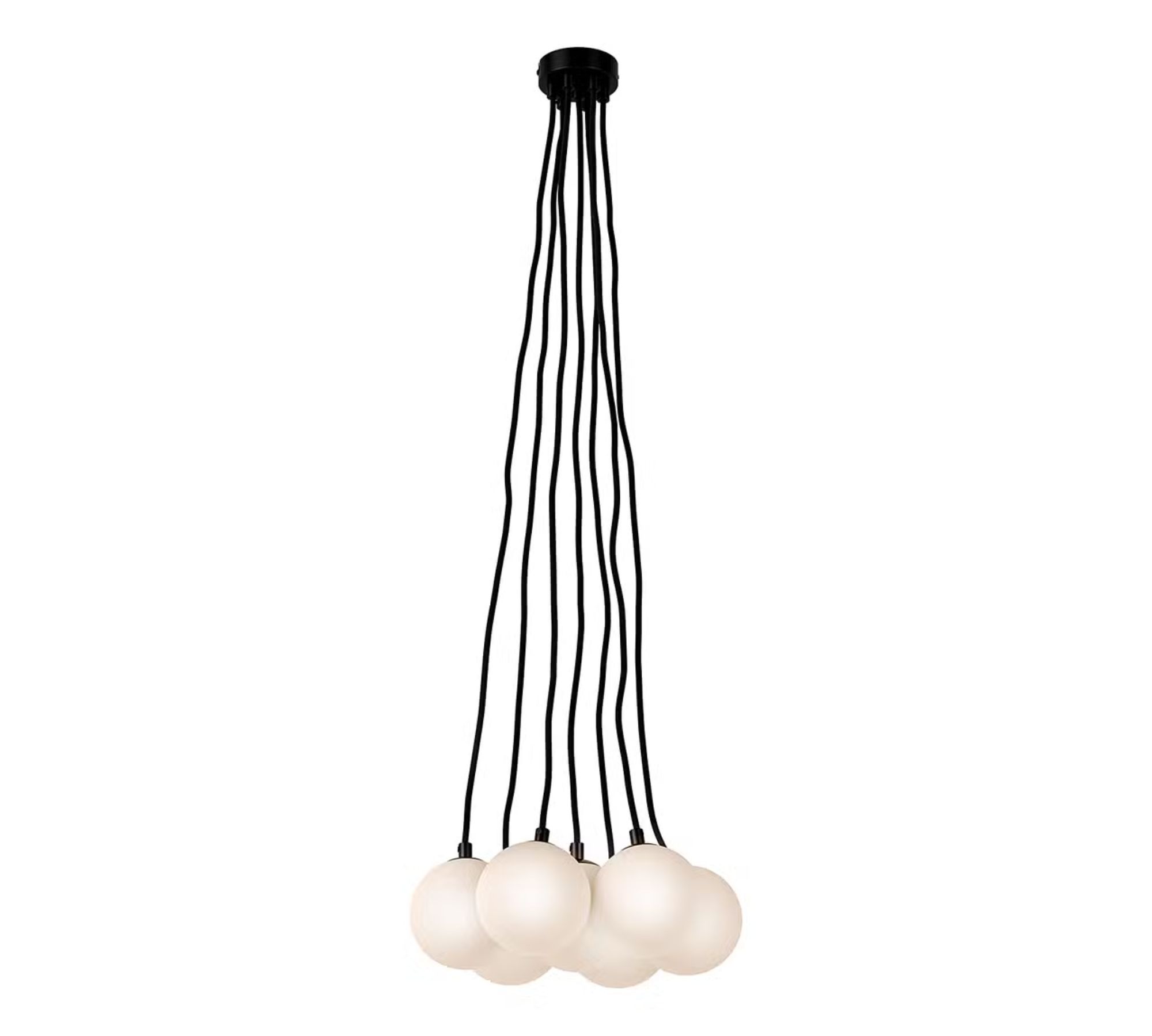Pendant lamp 7-flame opal glass white