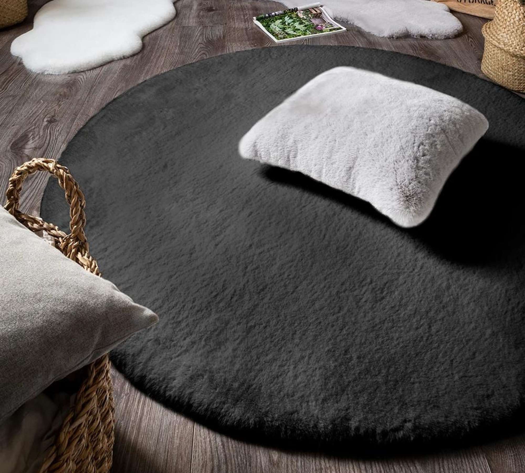 Fellteppich Textil Anthrazit