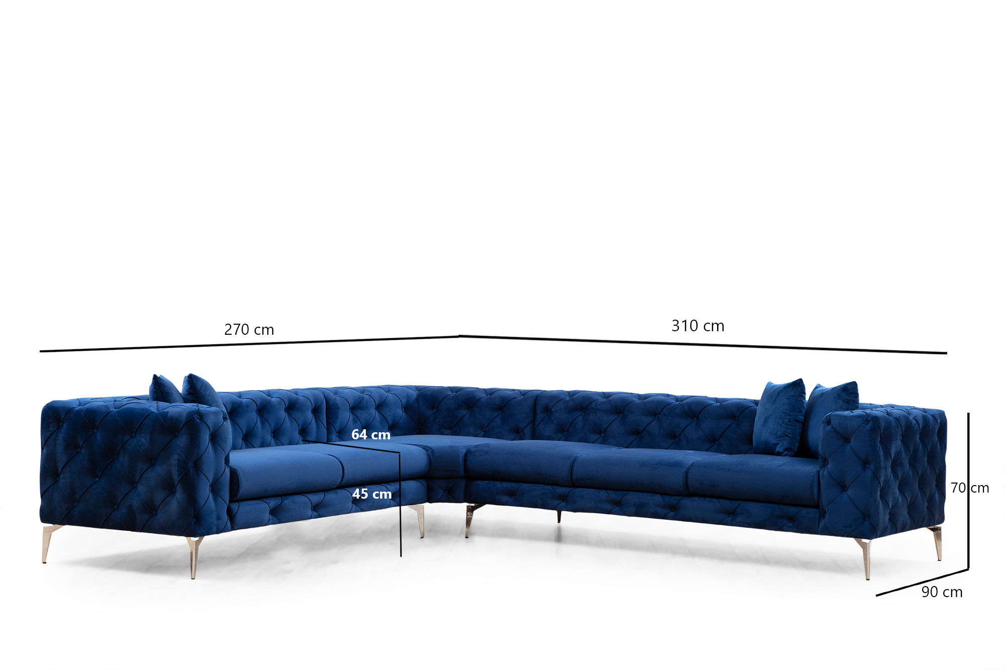 As corner sofa left navy blue