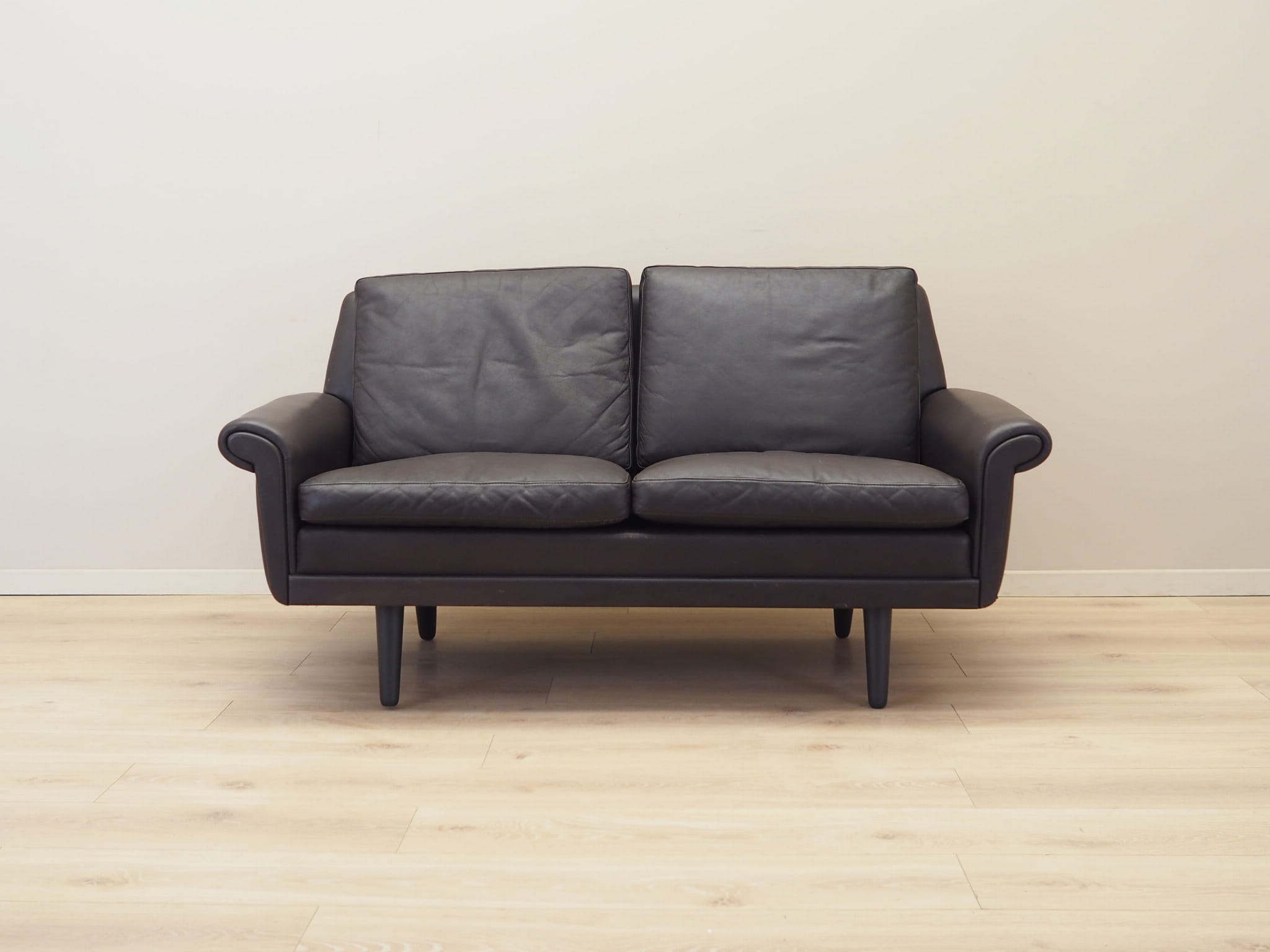 2-seater sofa leather brown 1960s