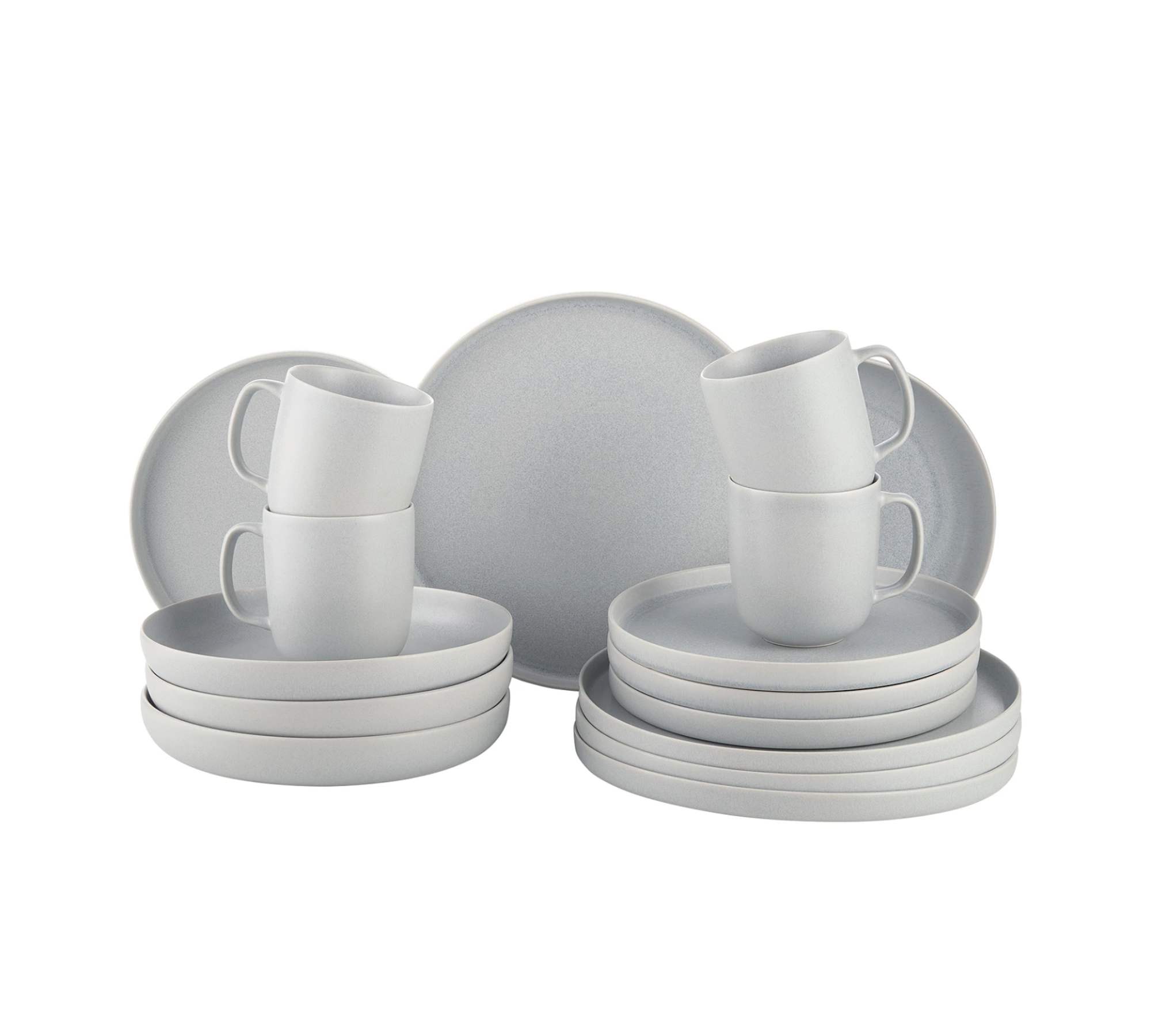 Geschirr Set 16 tlg. Steingut Grau