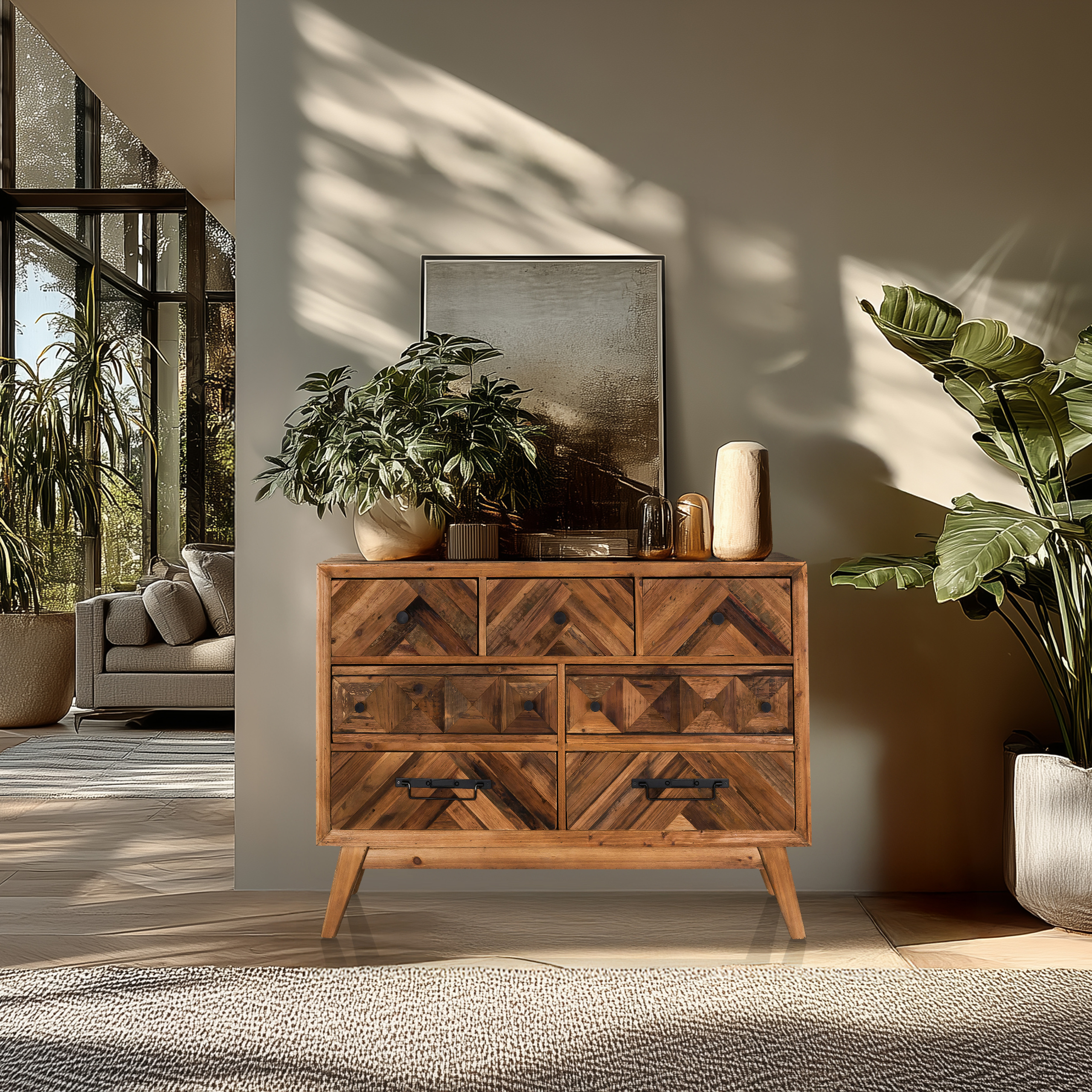 SANTJAGO WOOD XL Chest of drawers with 7 drawers Fir wood