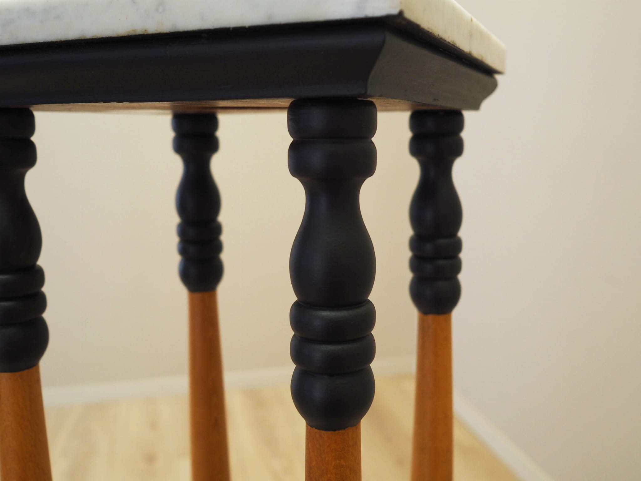 Vintage Plant Stand Wood Stone Multicolored 1970s