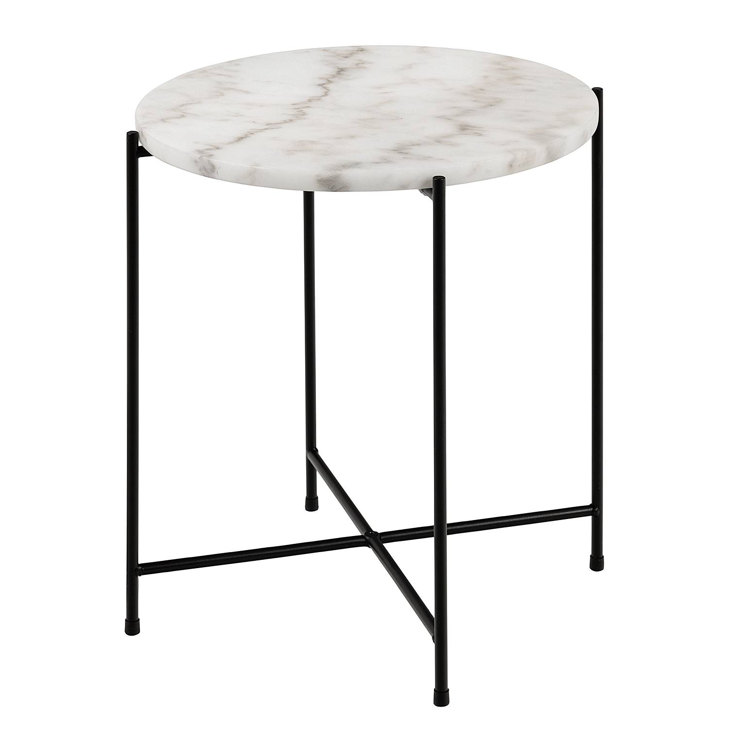 Marcocci Beistelltisch Marmor Metall Weiß Schwarz