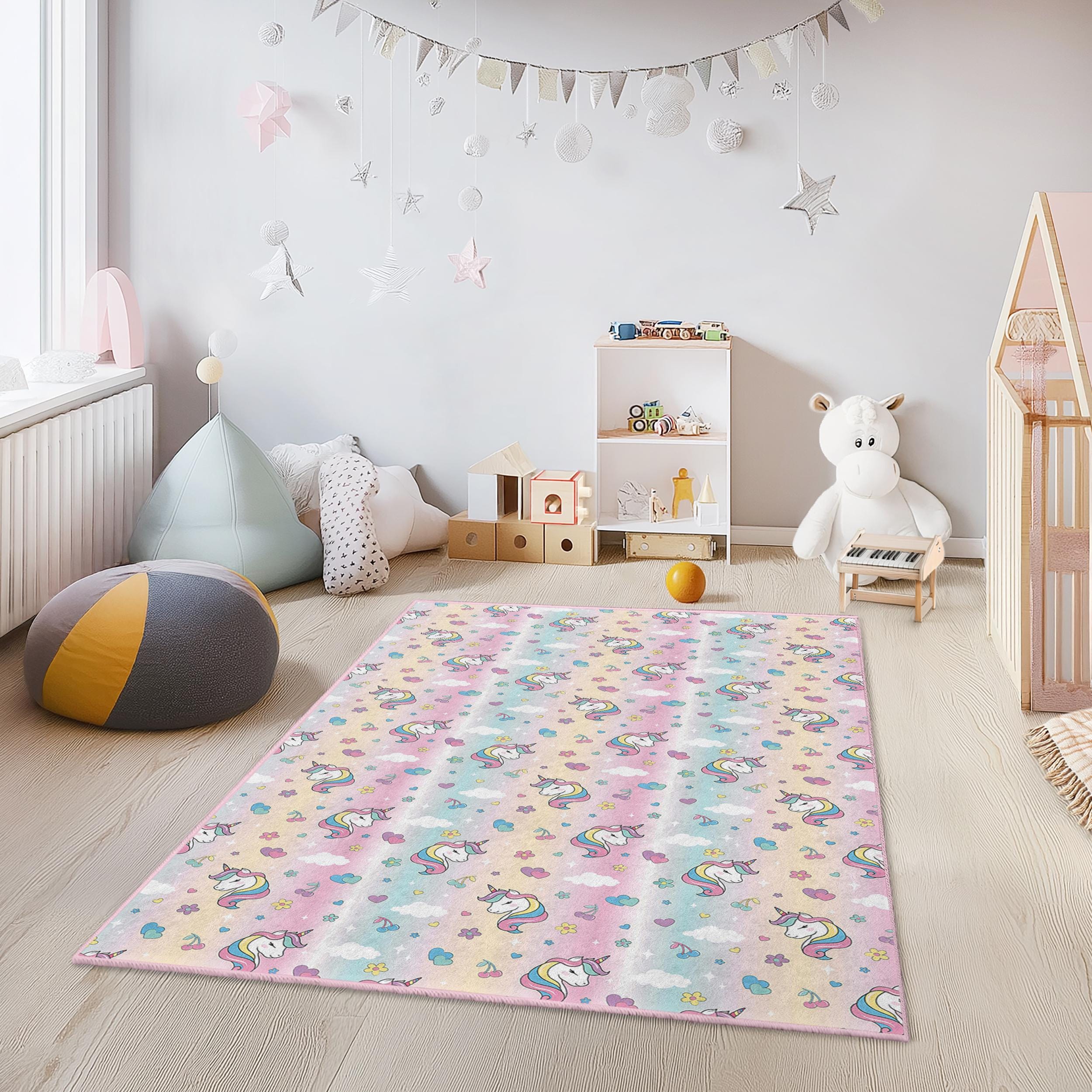 Tappeto per bambini Unicorno Multicolore 80x300 cm