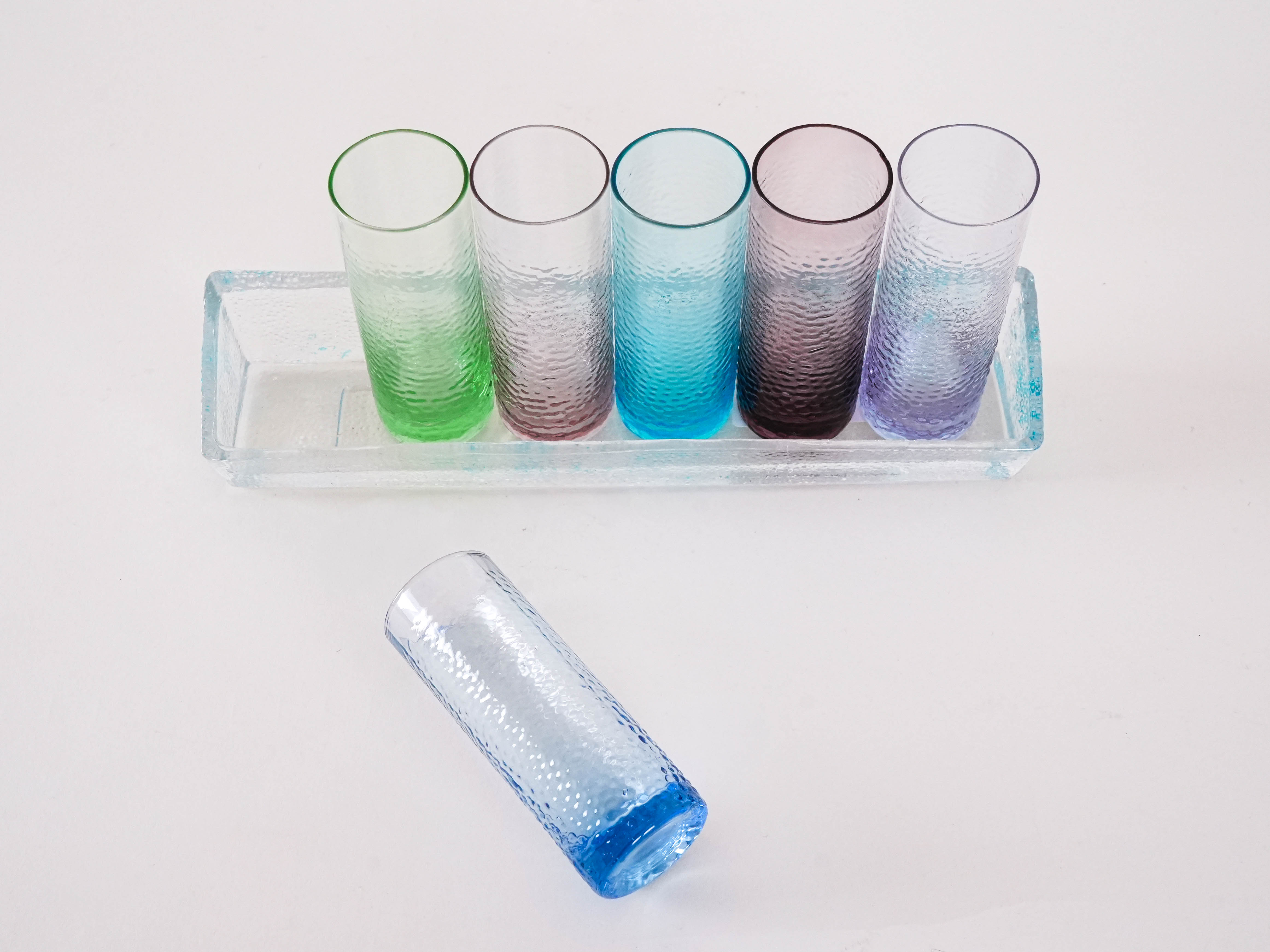 Glass set with tray multicolored 1970s