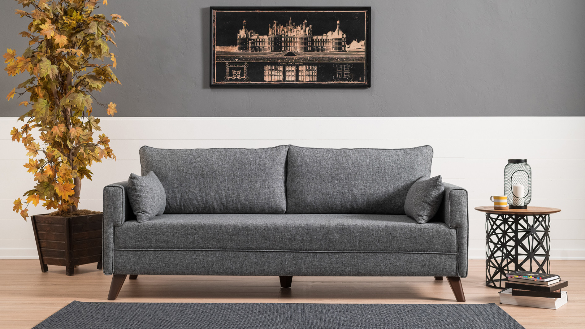 3-seater sofa grey