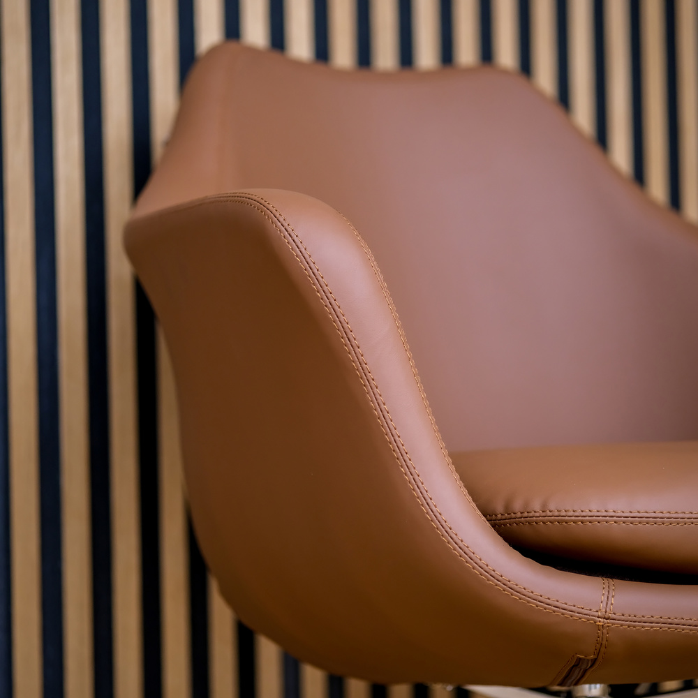 Artemia Swivel Armchair Faux Leather Brown