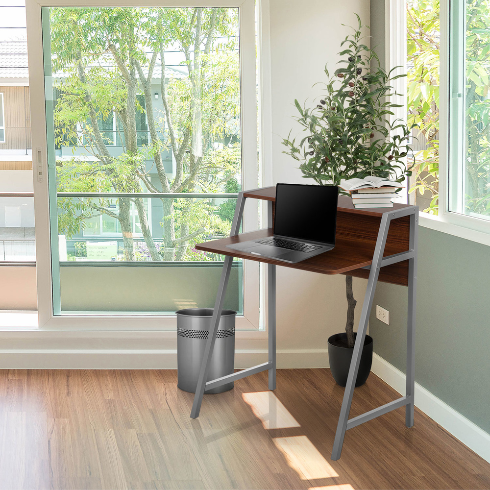 DUMONT Desk Wood Natural/Silver