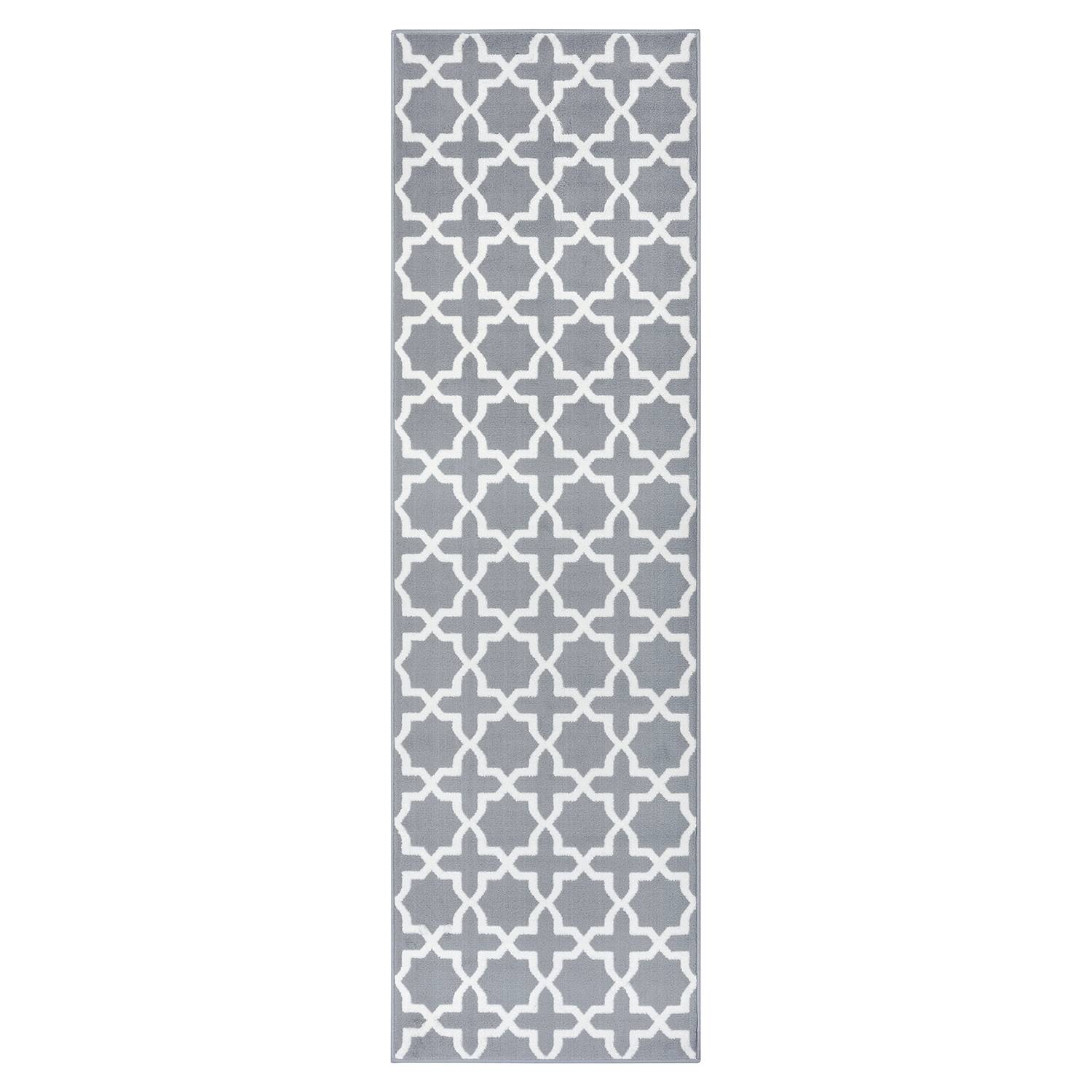 Glam Läufer Jute Weiß Hellgrau 80 x 350 cm
