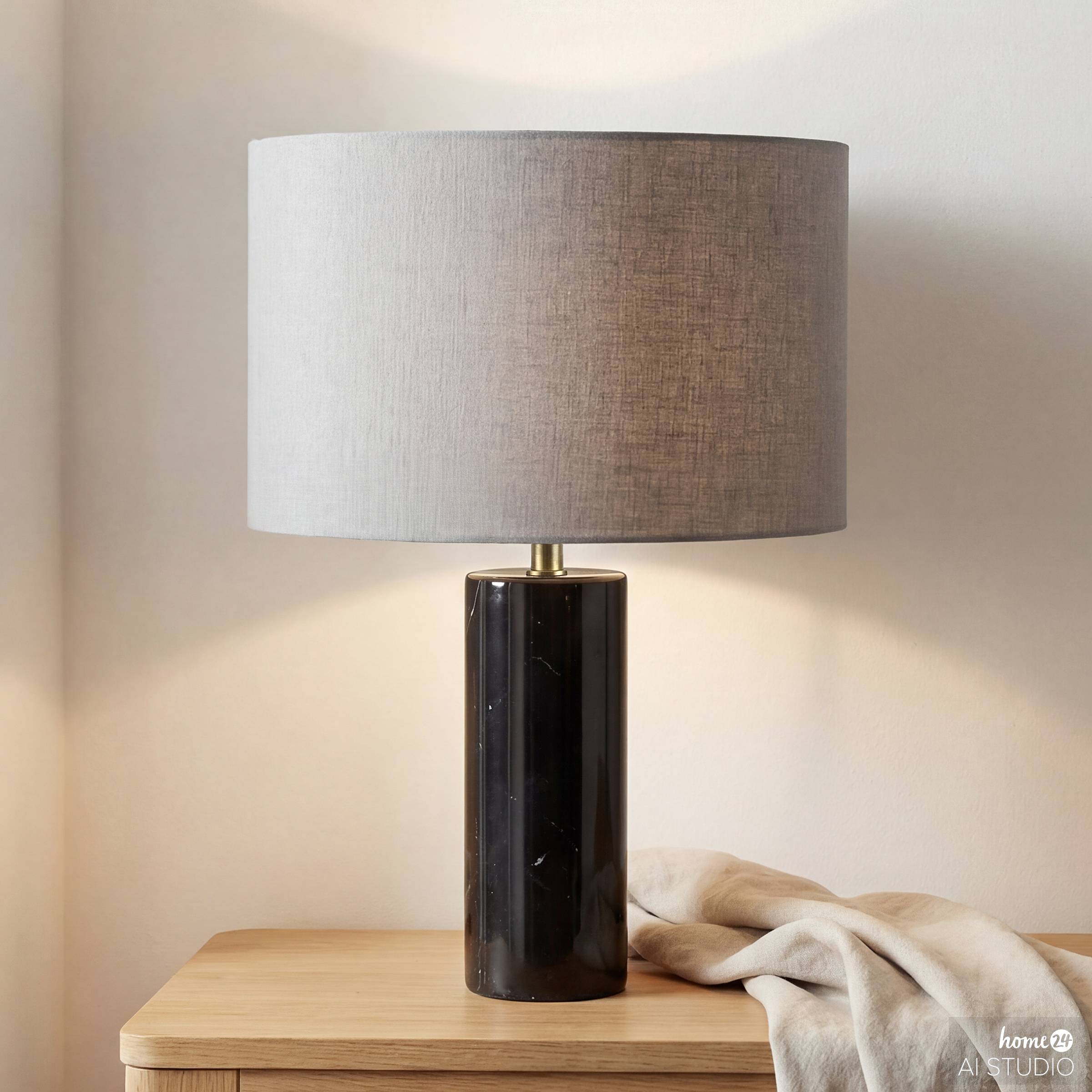 Table lamp Juxo 1-light linen marble black