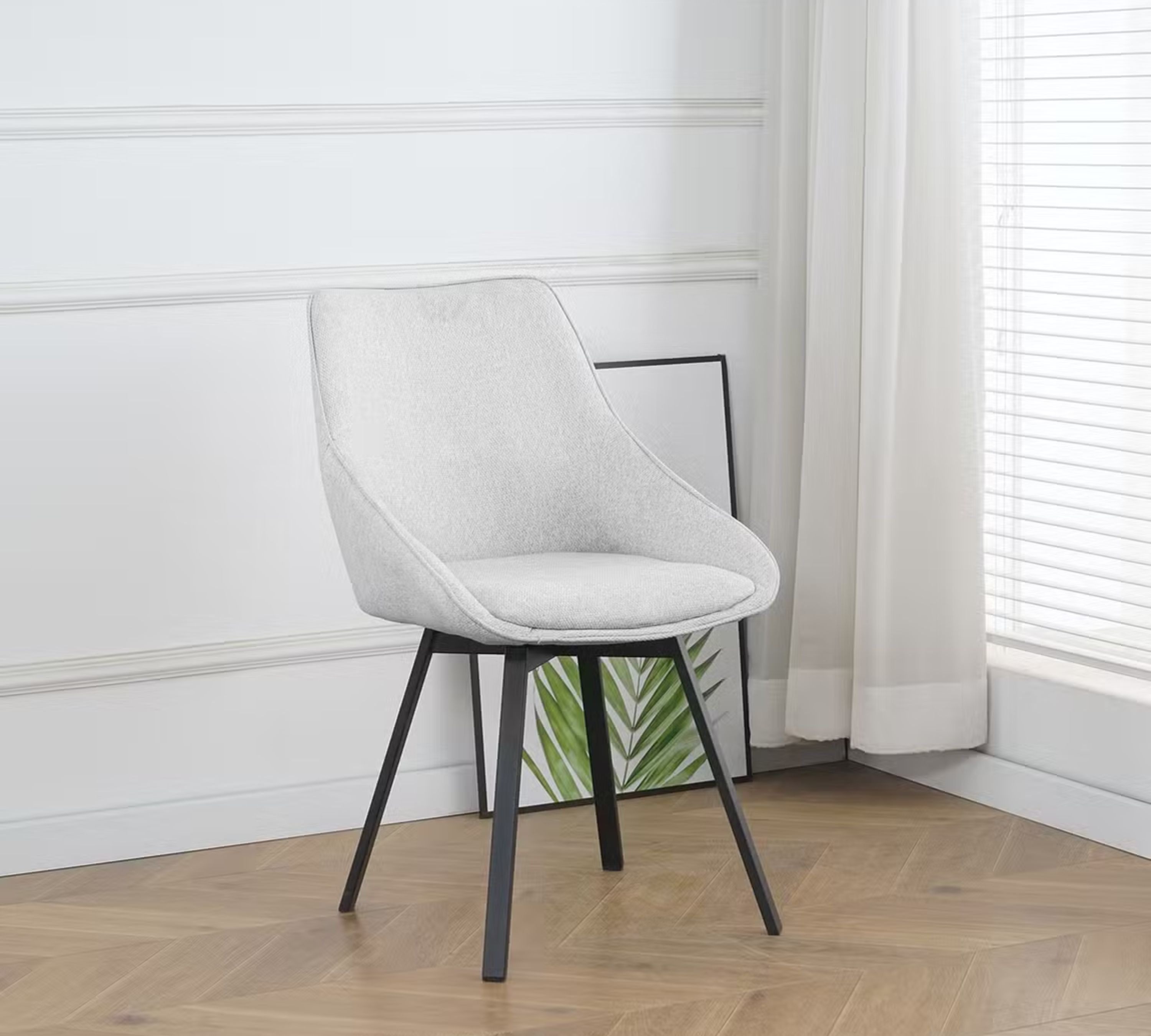 2x Metline Polsterstuhl Webstoff Hellgrau