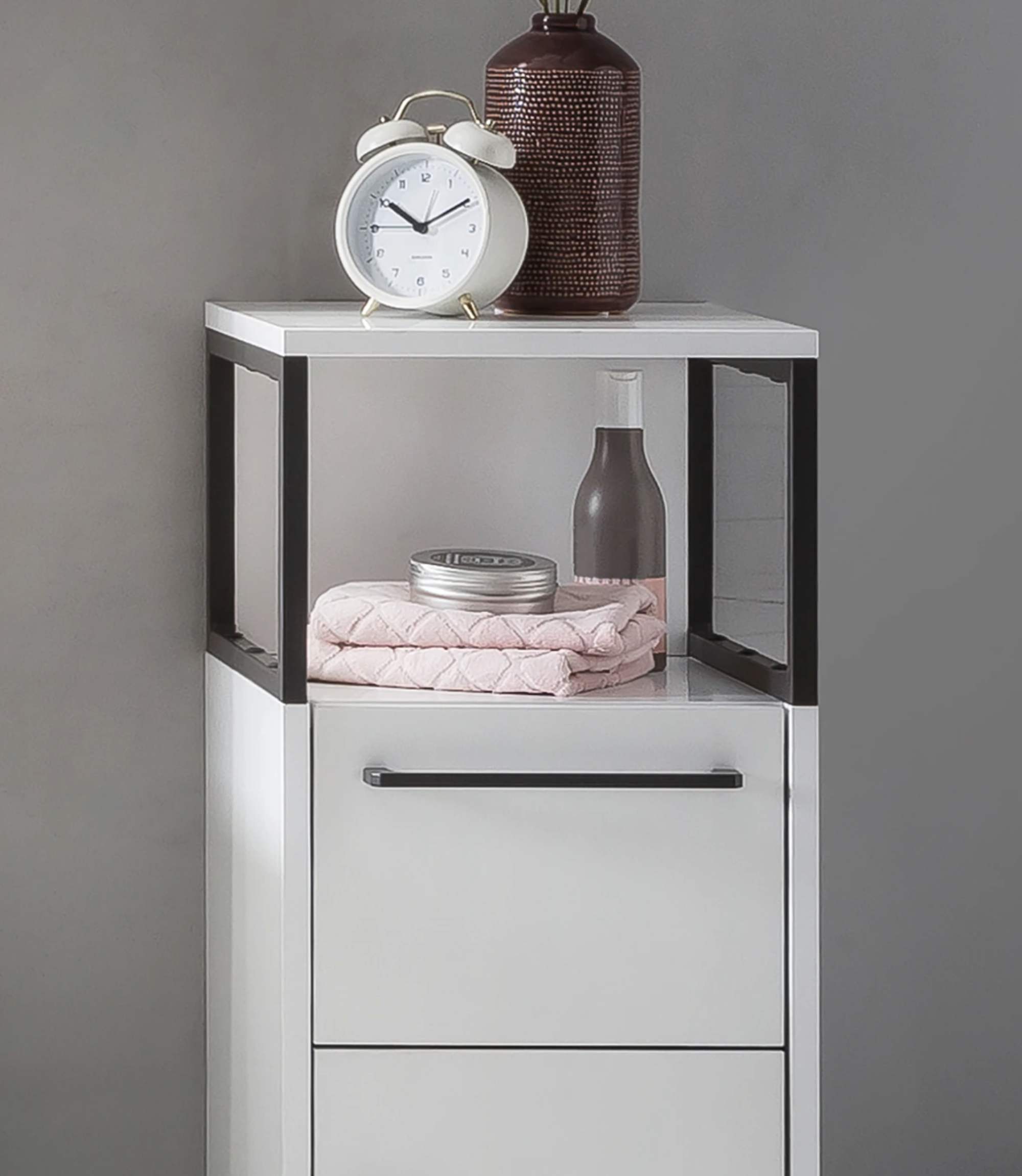 Badschrank Holz Weiß Anthrazit