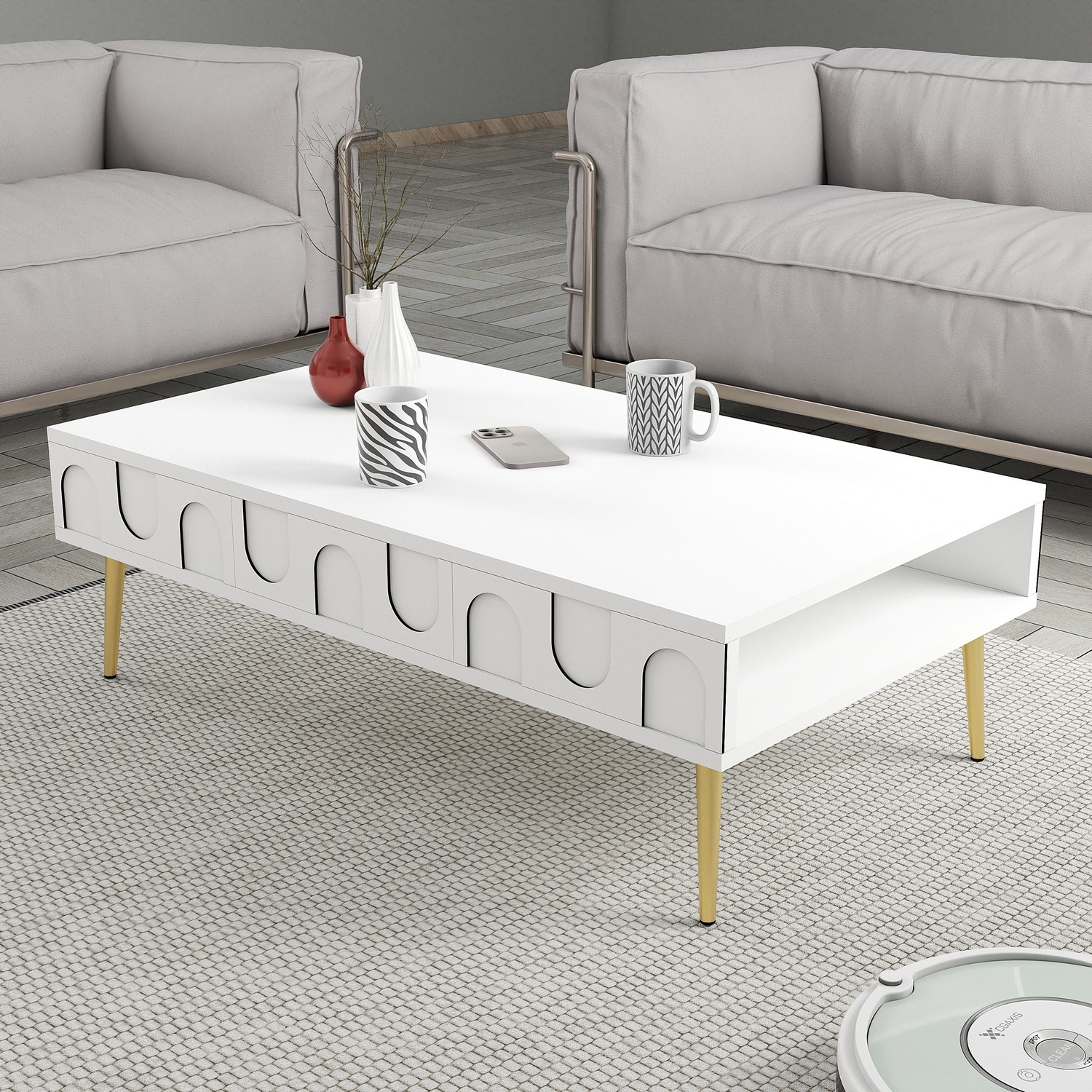 Lyon 33 Coffee table wood veneer White Gold