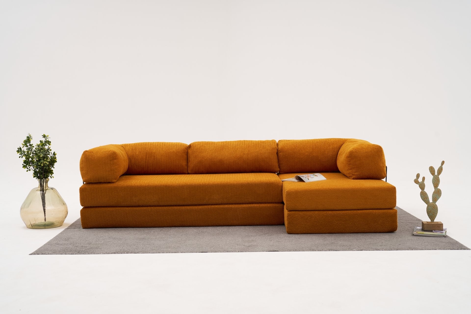 Comfort Schlafsofa Récamiere Rechts Orange